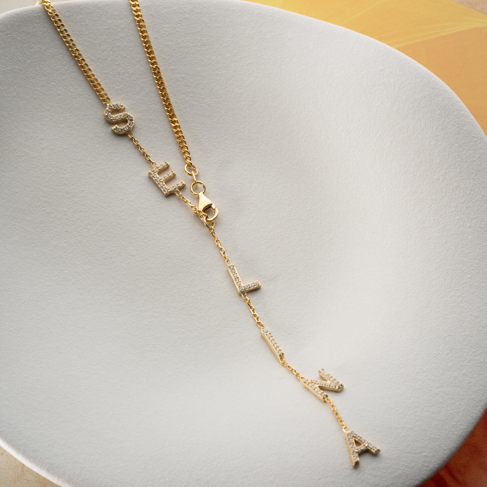 ZİRKON TAŞLI İSİMLİ YAZ KOLYESİ 2 | 925 GÜMÜŞ