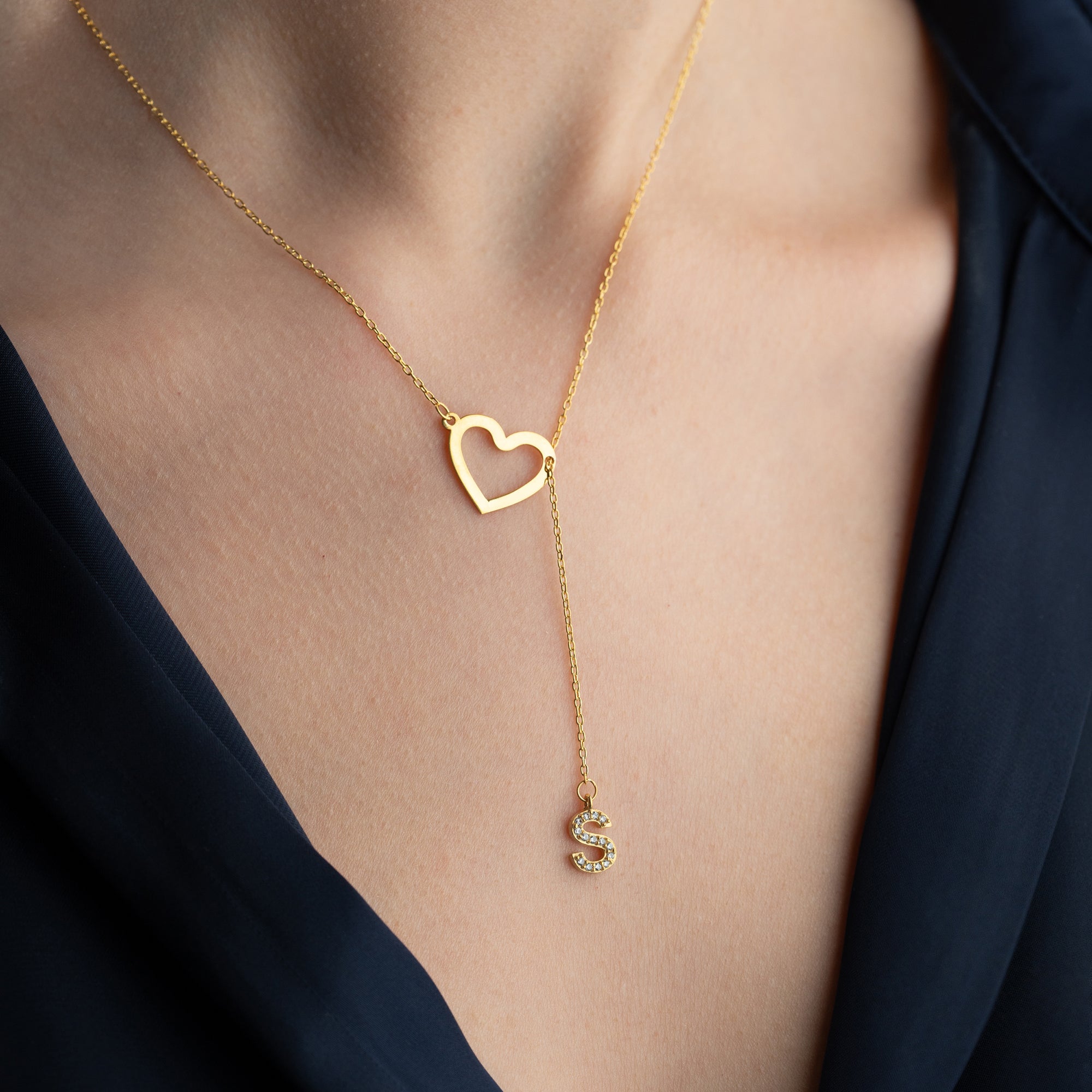 HARF SALLANTILI KALP KOLYE | 925 GÜMÜŞ