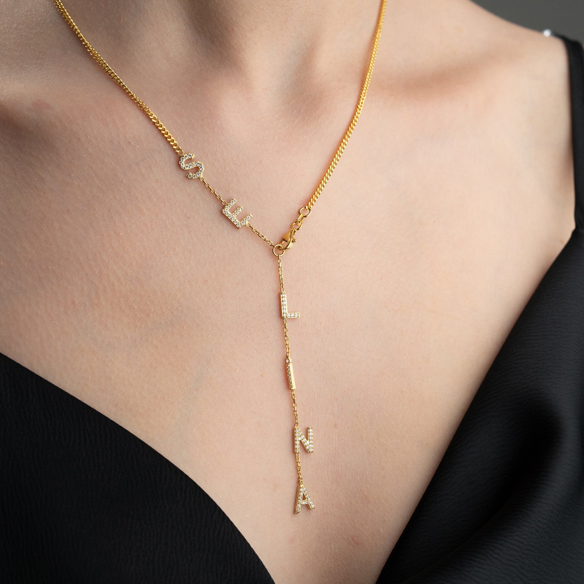 ZİRKON TAŞLI İSİMLİ YAZ KOLYESİ 2 | 925 GÜMÜŞ