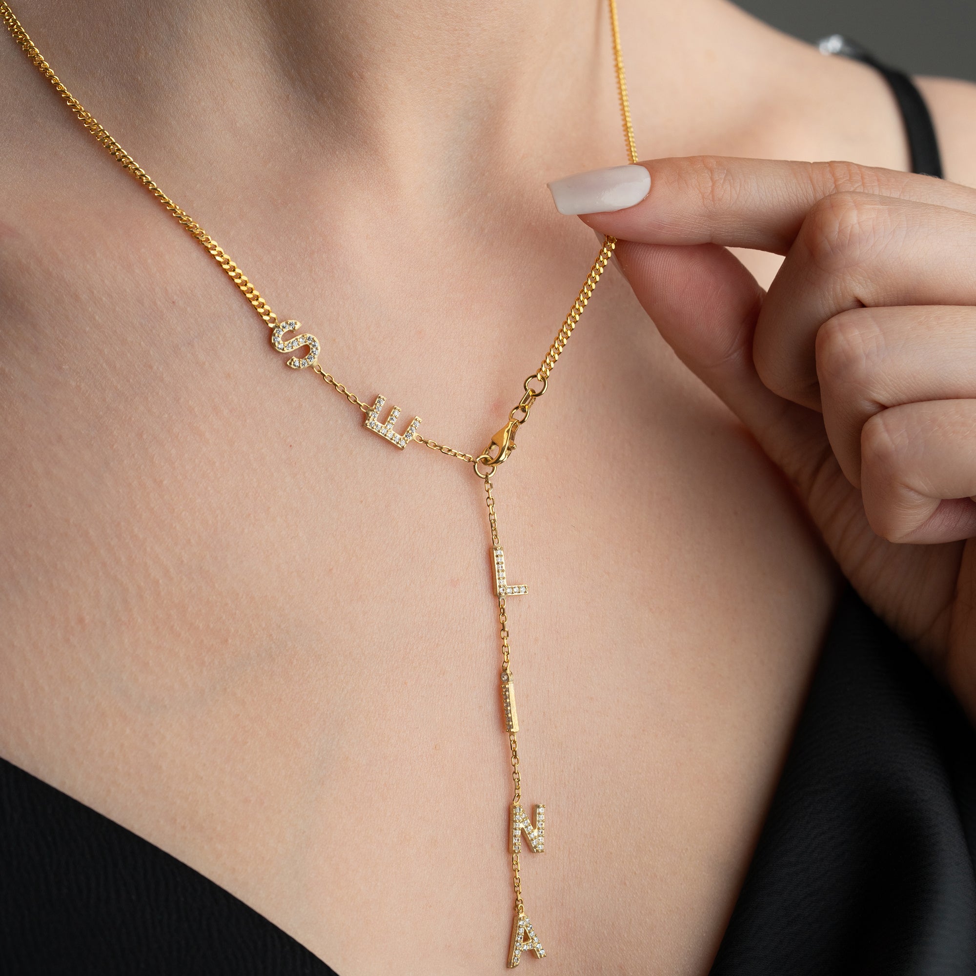 ZİRKON TAŞLI İSİMLİ YAZ KOLYESİ 2 | 925 GÜMÜŞ