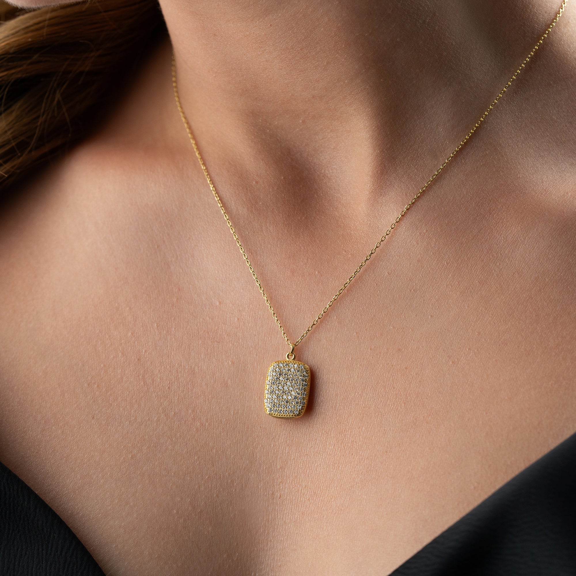 IŞILTILI KAPAKLI KOLYE | 925 GÜMÜŞ