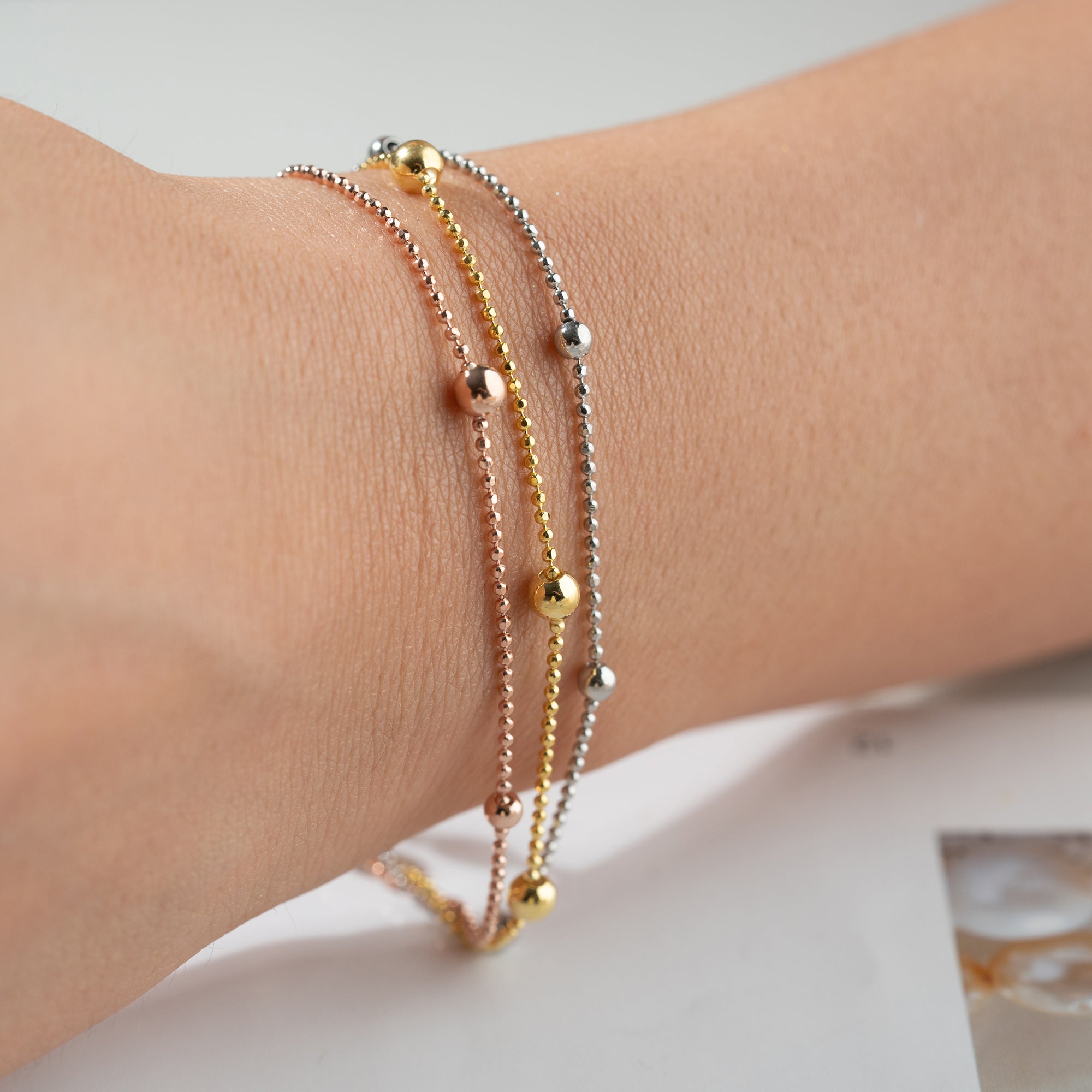 ÜÇ RENK TOP BİLEKLİK | 925 GÜMÜŞ