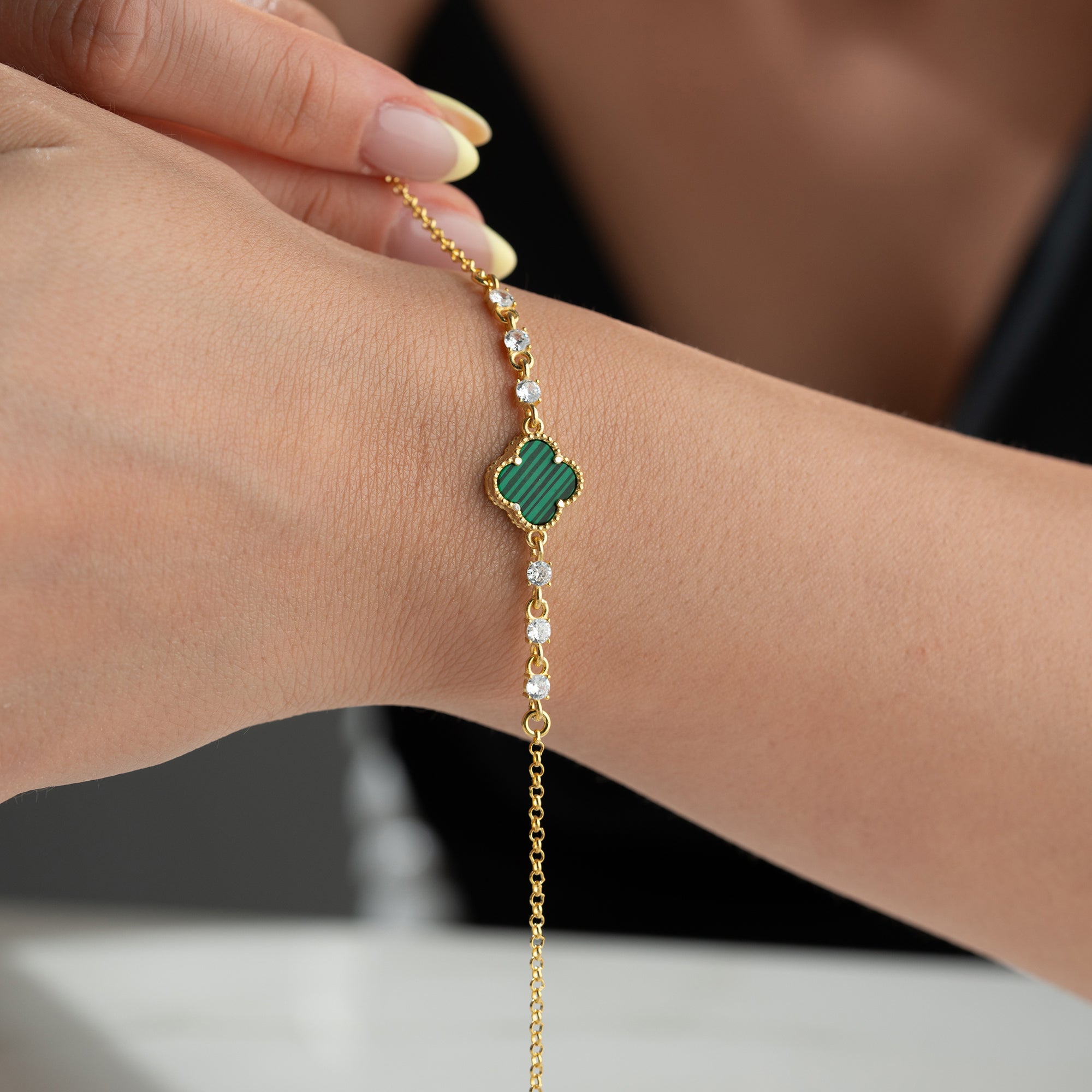 FAEL YEŞİL YONCA BİLEKLİK | 925 GÜMÜŞ