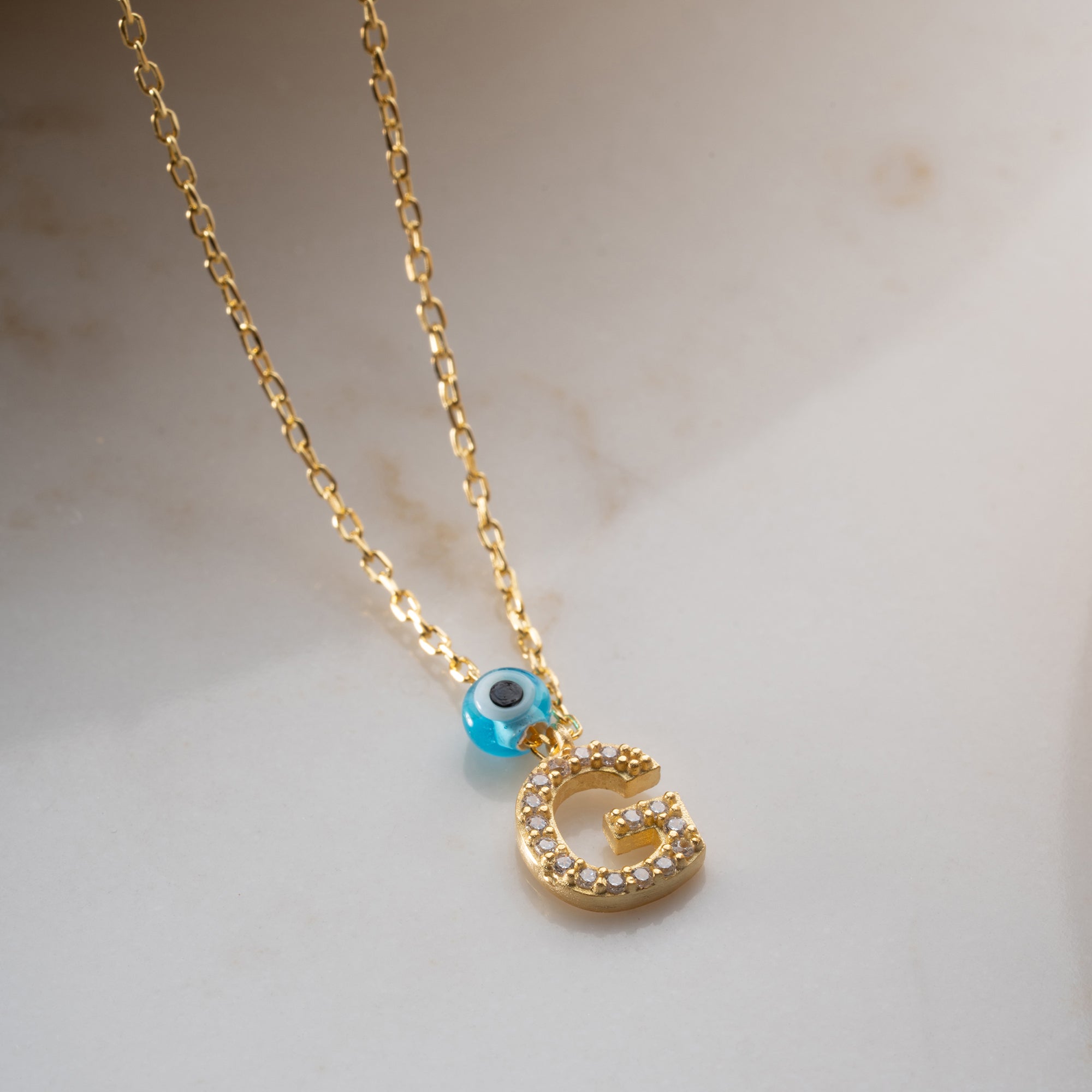 HARFLİ MİNİ NAZAR KOLYE | 925 GÜMÜŞ