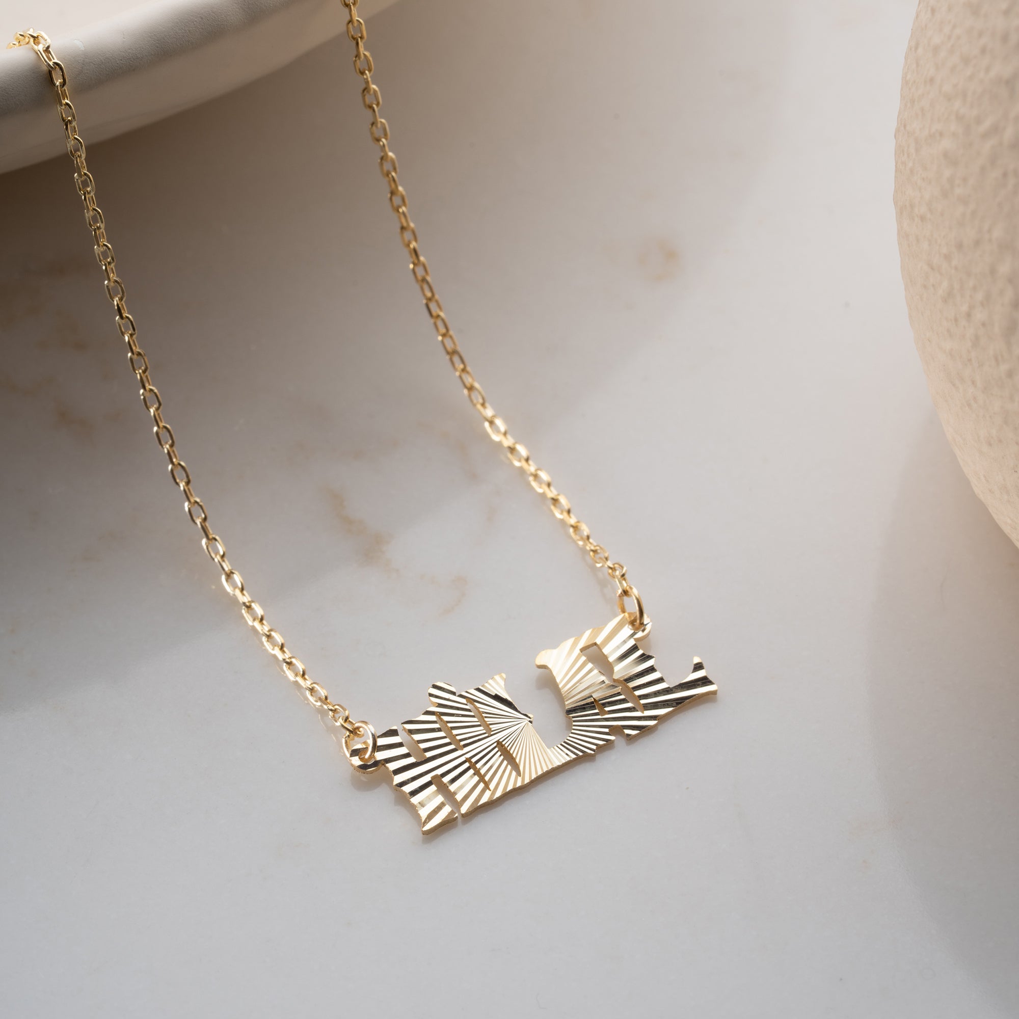 IŞILTILI PLAKA İSİM KOLYE | 925 GÜMÜŞ