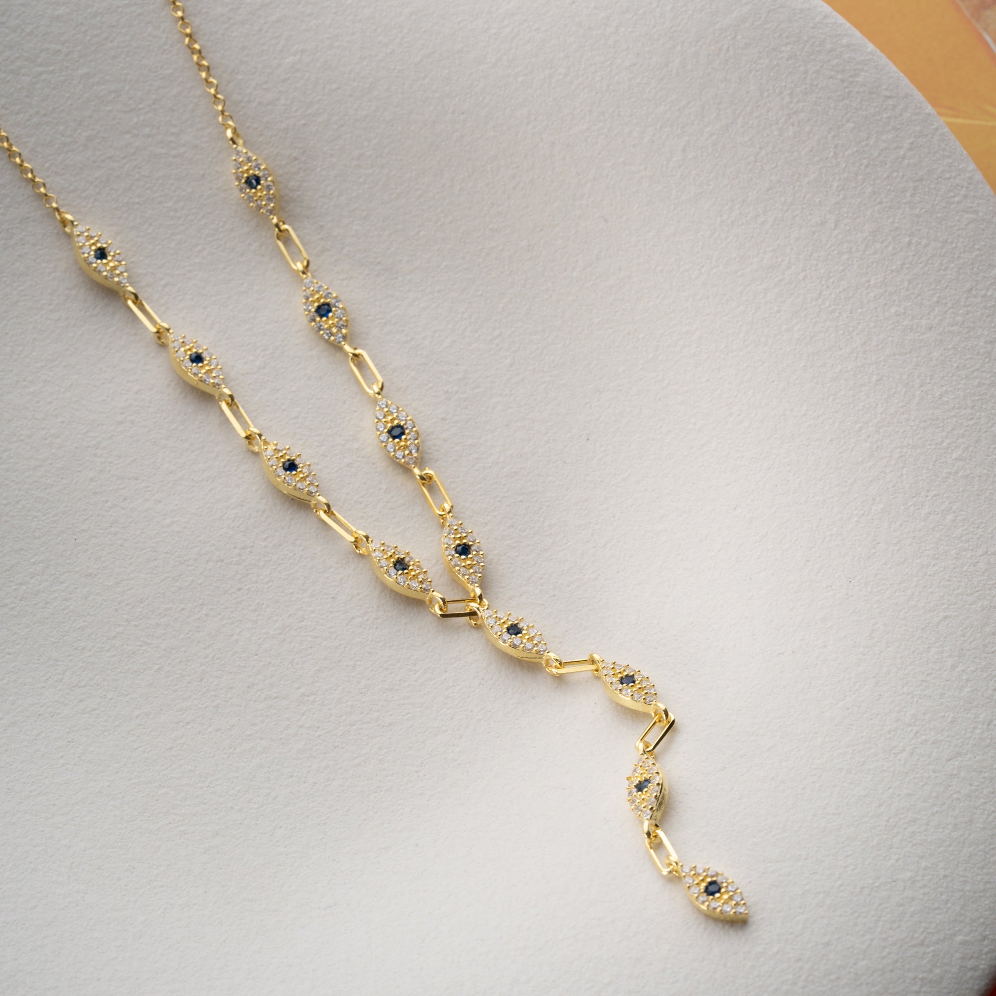 MAVİ GÖZ TAŞLI Y KOLYE | 925 GÜMÜŞ