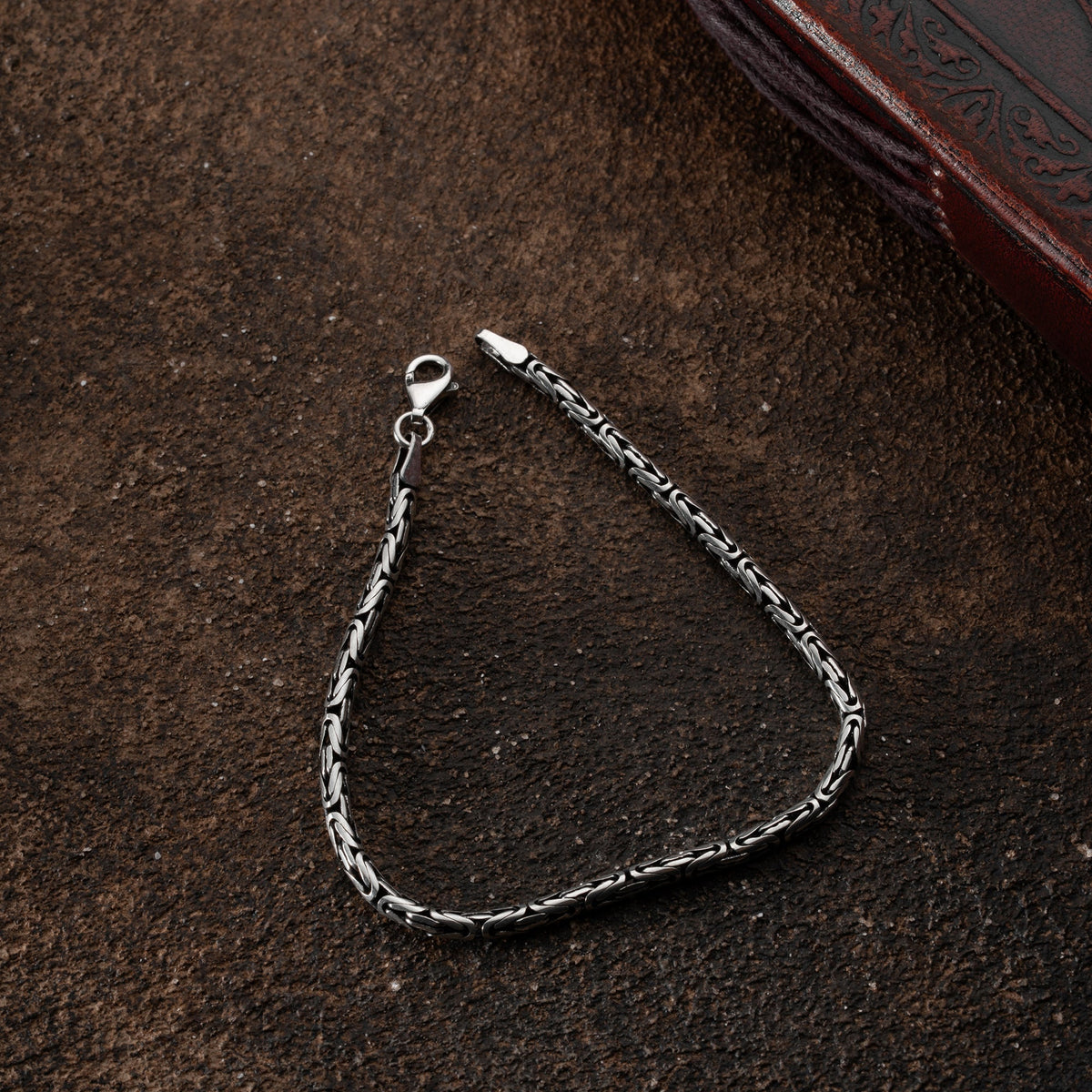 KÖNIGSARMBAND OVAL OXIDIERT 3MM, 925 ayar gümüş