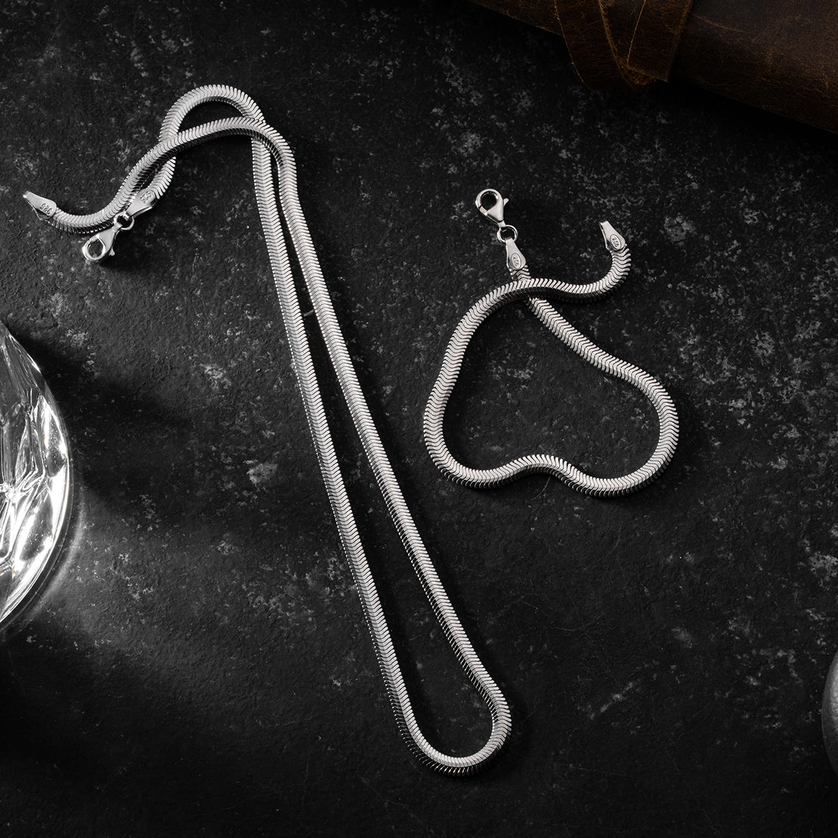 4 mm Yılan Zincir Erkek Kolye-Bileklik Set | 925 Ayar Gümüş