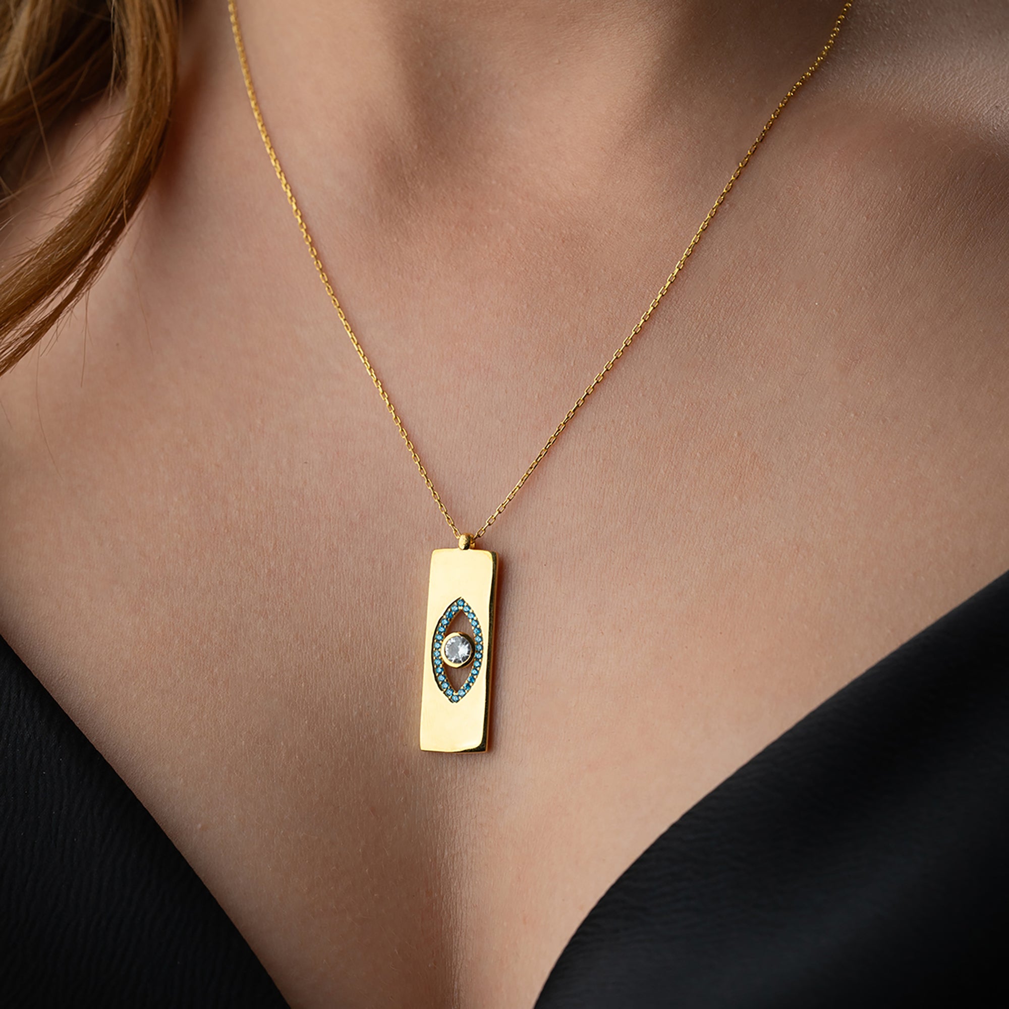 DİKDÖRTGEN GÖZ KOLYE | 925 GÜMÜŞ