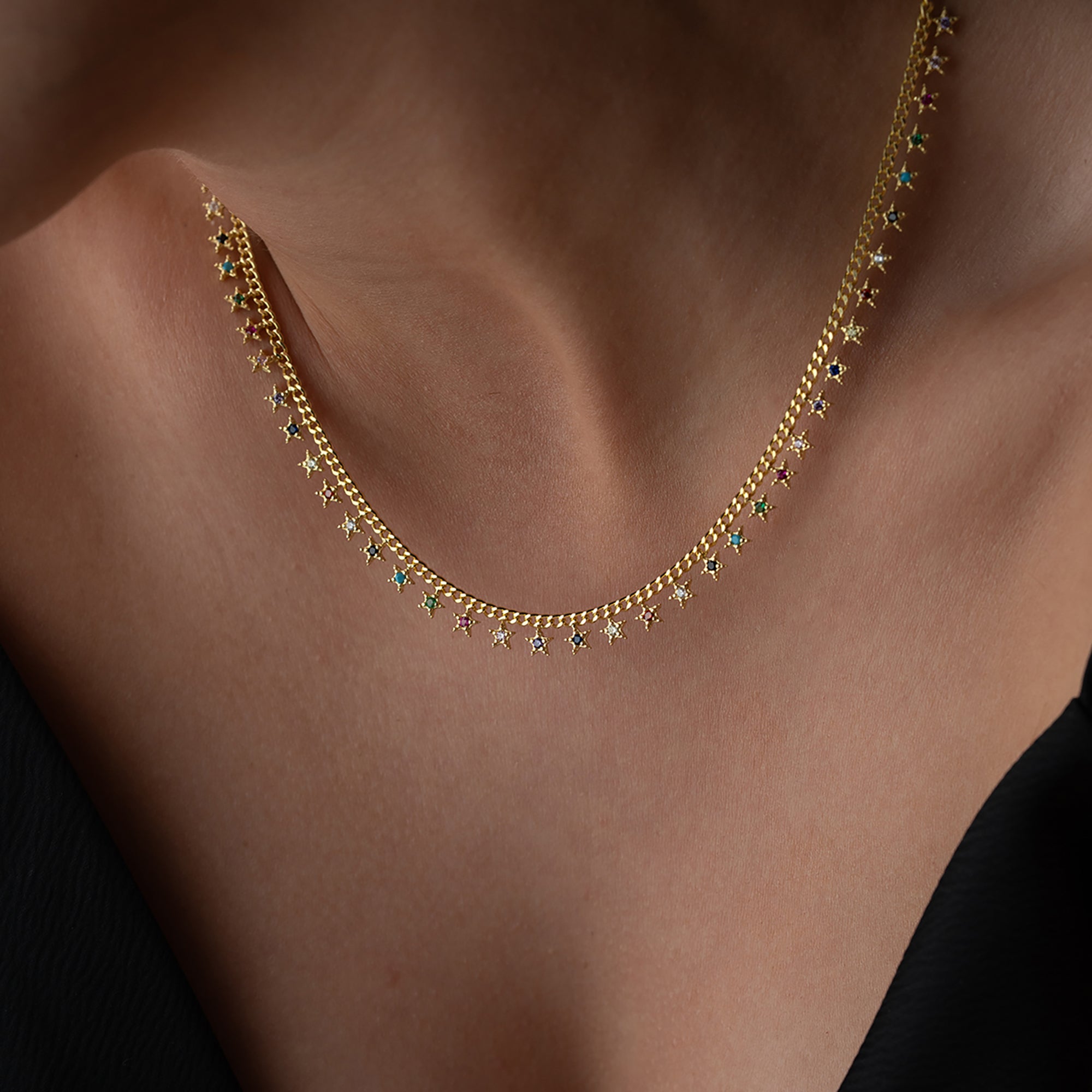 RENKLİ YILDIZ KOLYE  | 925 GÜMÜŞ