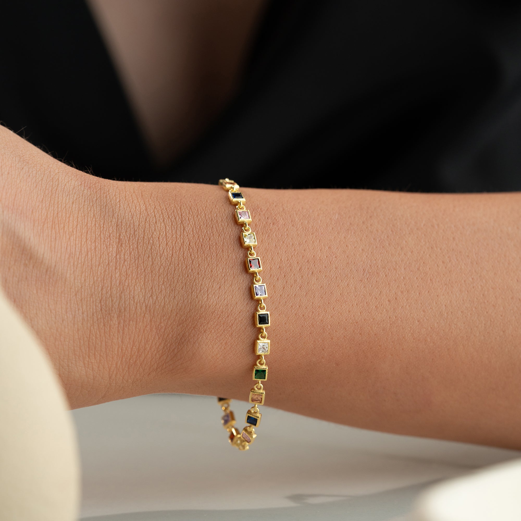 KARE MİX TAŞLI BİLEKLİK | 925 GÜMÜŞ