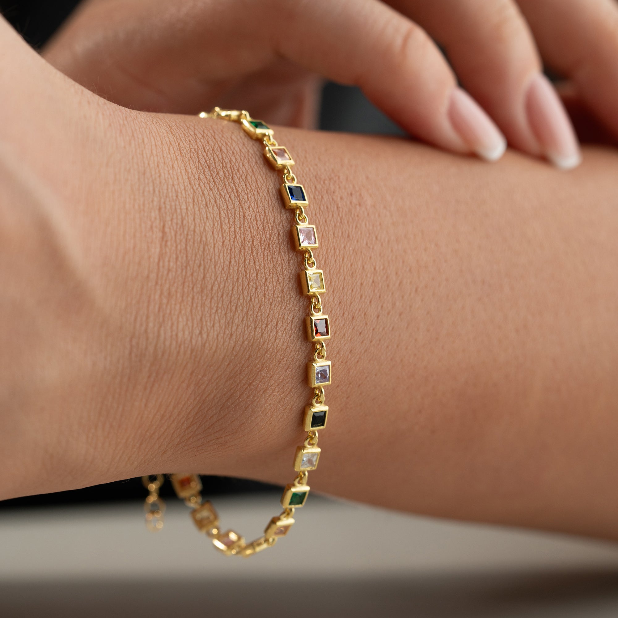 KARE MİX TAŞLI BİLEKLİK | 925 GÜMÜŞ