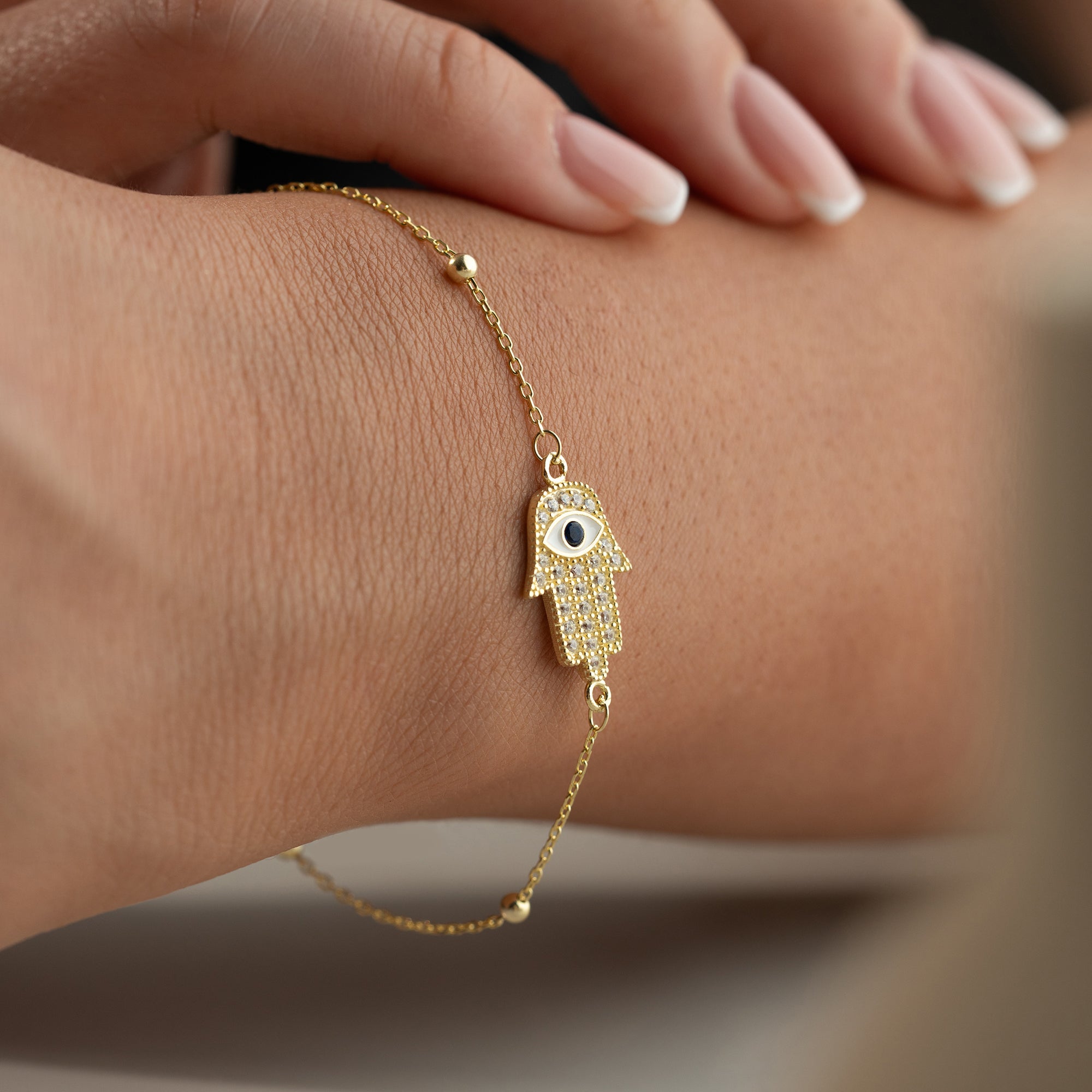 HAMSA TAŞLI BİLEKLİK | 925 GÜMÜŞ