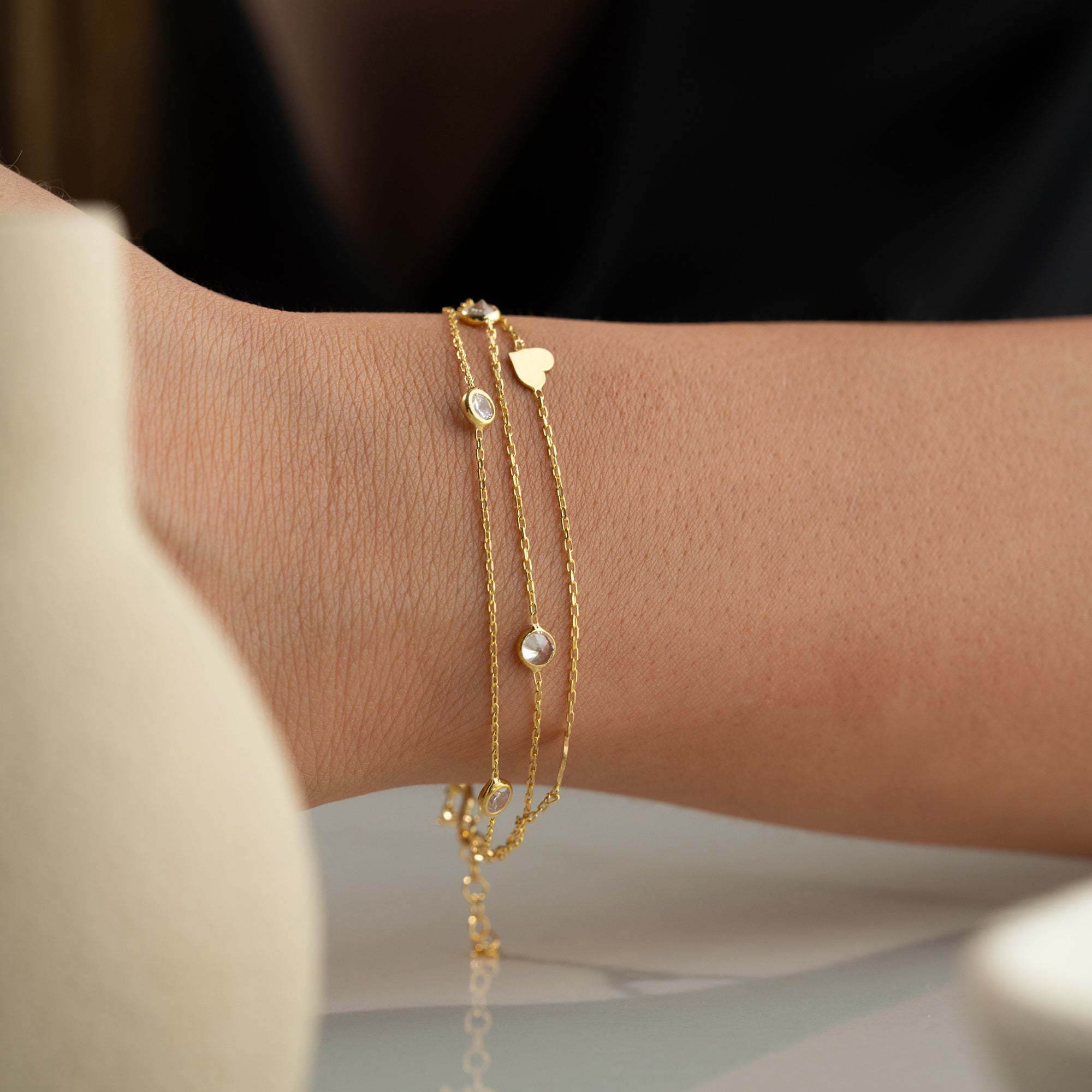 3'LÜ KALPLİ BİLEKLİK | 925 GÜMÜŞ