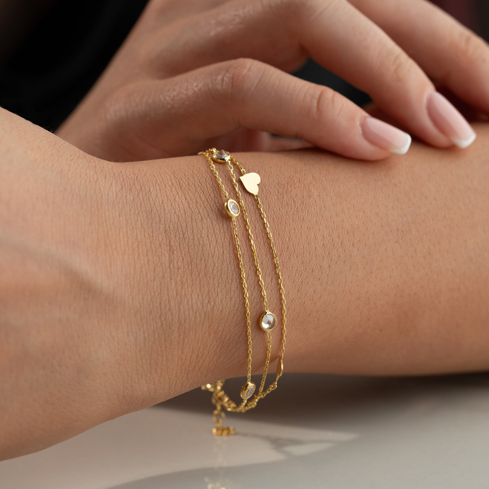 3'LÜ KALPLİ BİLEKLİK | 925 GÜMÜŞ