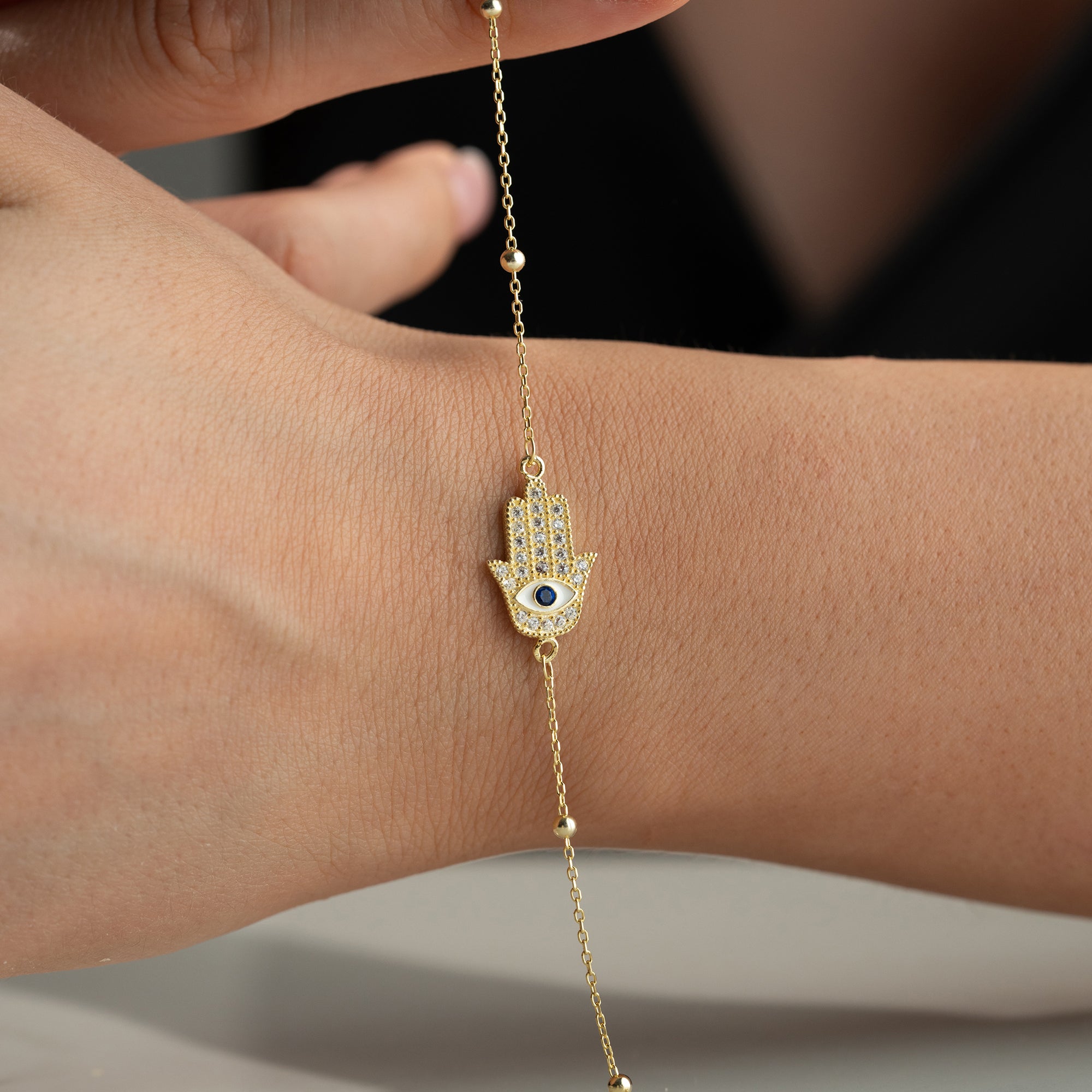 HAMSA TAŞLI BİLEKLİK | 925 GÜMÜŞ