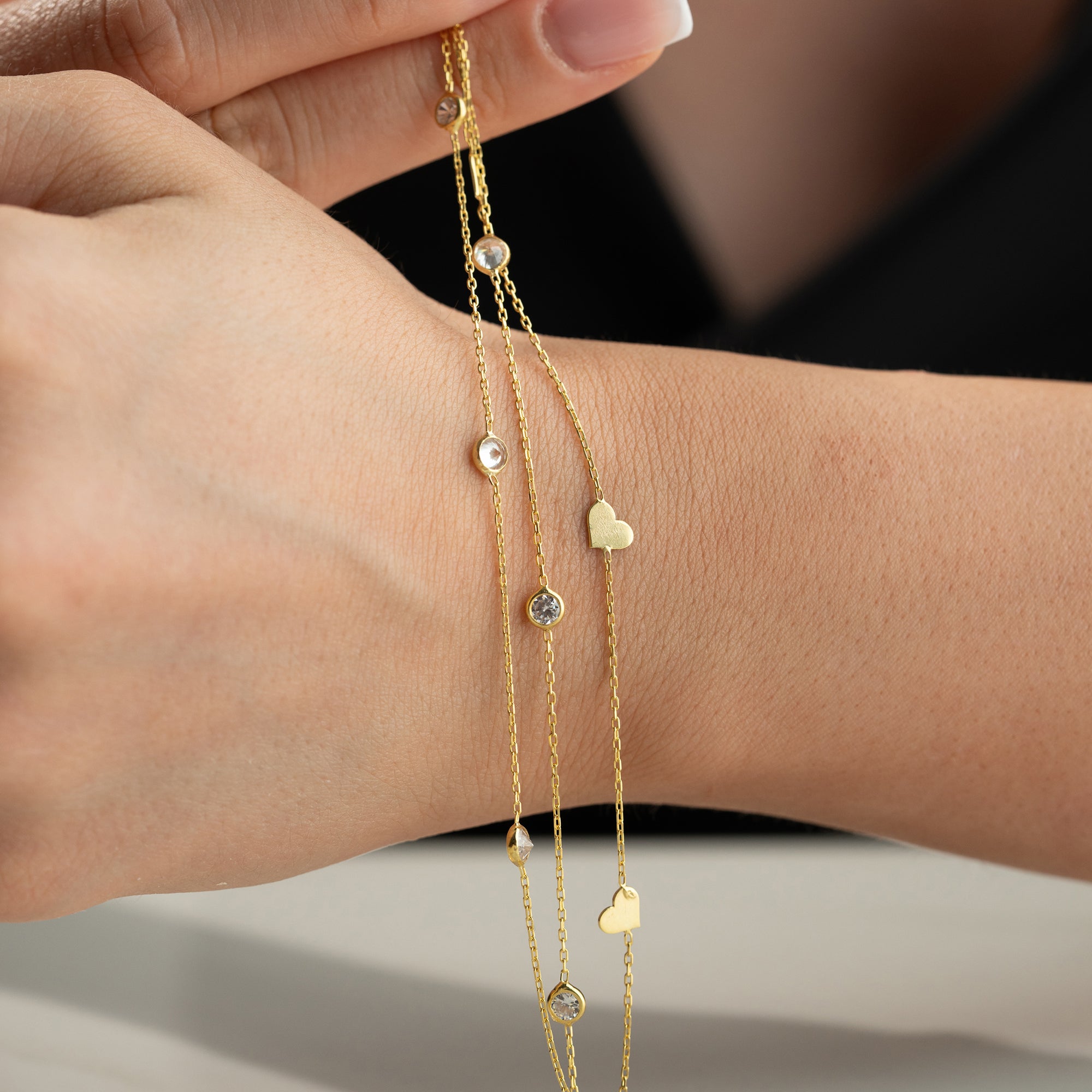 3'LÜ KALPLİ BİLEKLİK | 925 GÜMÜŞ