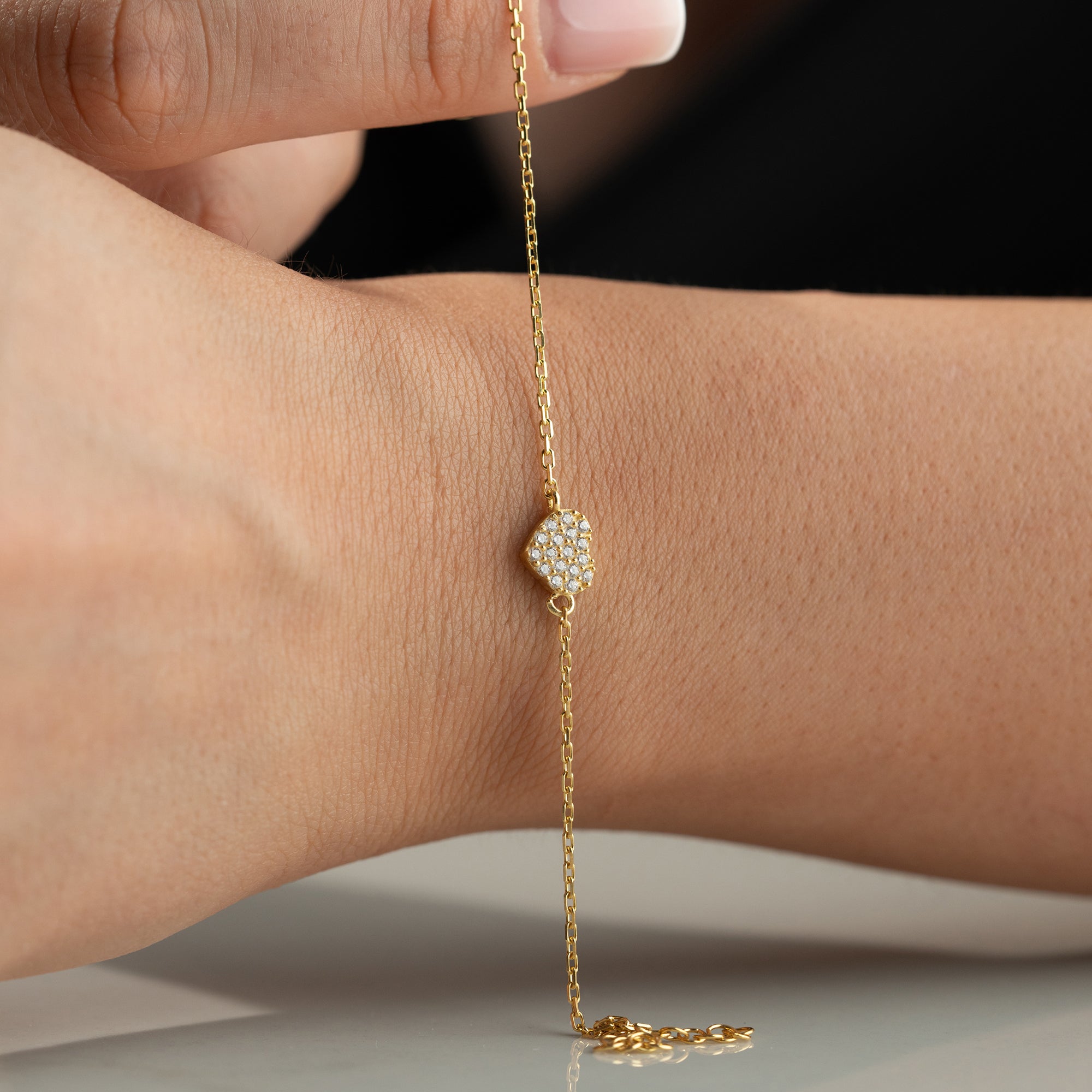 TAŞLI KALP BİLEKLİK | 925 GÜMÜŞ