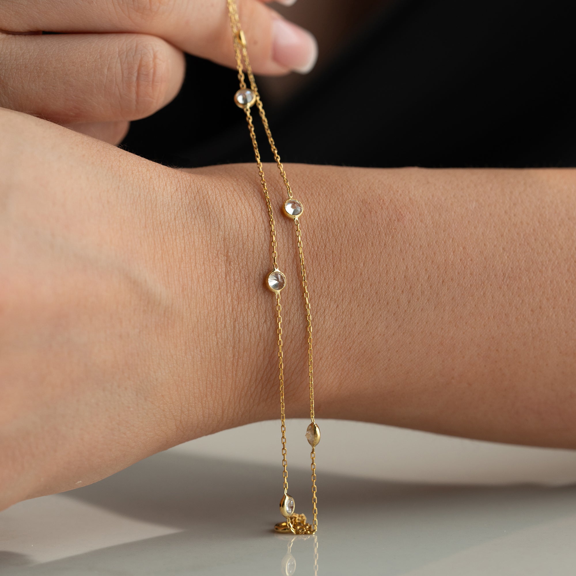 2'Lİ BEYAZ TAŞ BİLEKLİK | 925 GÜMÜŞ