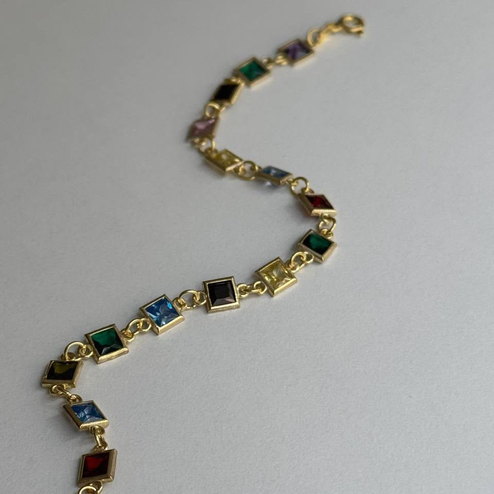 KARE TAŞLI COLORFULL BİLEKLİK | 925 GÜMÜŞ