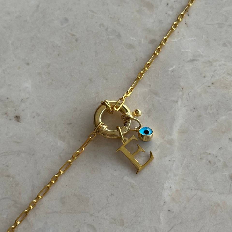 HARF X NAZAR GEMİCİ KİLİT BİLEKLİK | 925 GÜMÜŞ