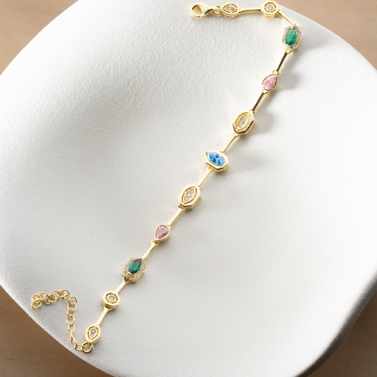 Asimetrik Mix Taşlı Bileklik | 925 Ayar Gümüş – Jeweliay Jewelry – 15