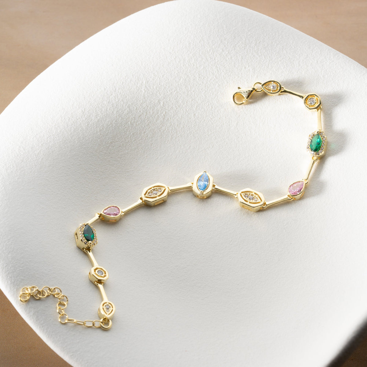 Asimetrik Mix Taşlı Bileklik | 925 Ayar Gümüş – Jeweliay Jewelry – 16
