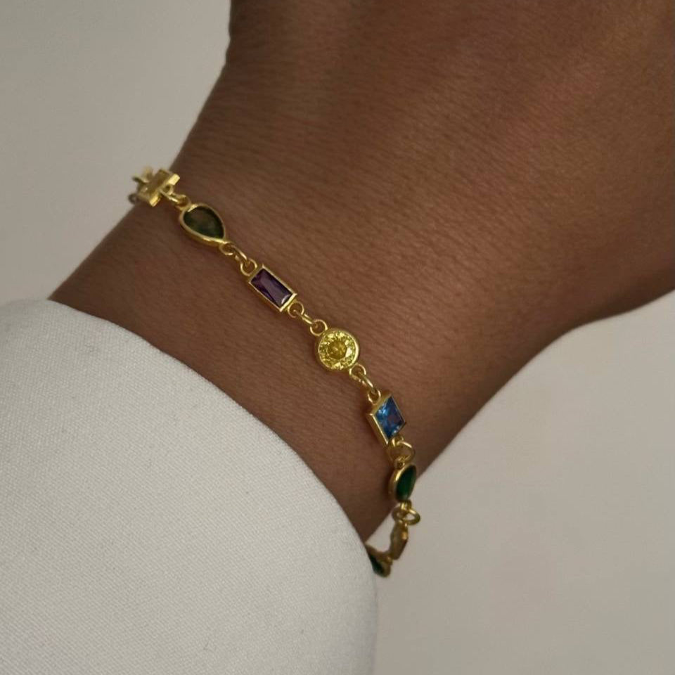 Asimetrik Mix Taşlı Bileklik | 925 Ayar Gümüş – Jeweliay Jewelry – 24