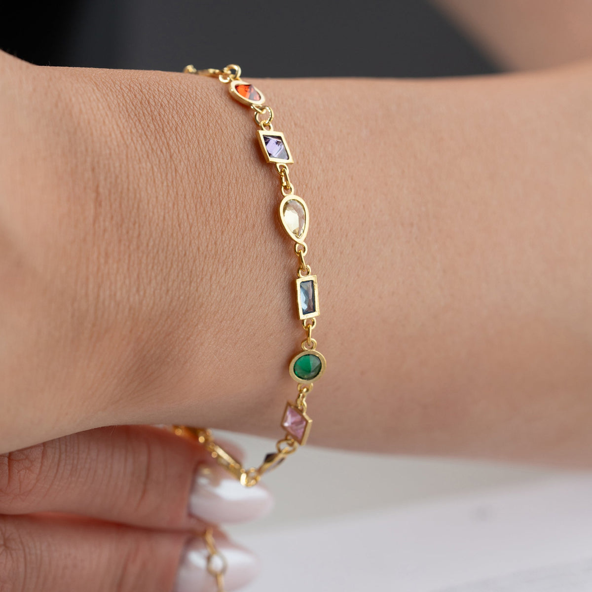 Asimetrik Mix Taşlı Bileklik | 925 Ayar Gümüş – Jeweliay Jewelry – 27