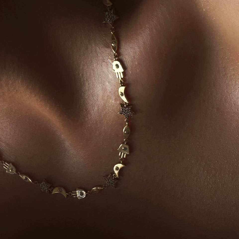 Ay Yıldız ve Fatma Ana Eli Charmlı Şans Kolye | 925 Ayar Gümüş – Jeweliay Jewelry – 13