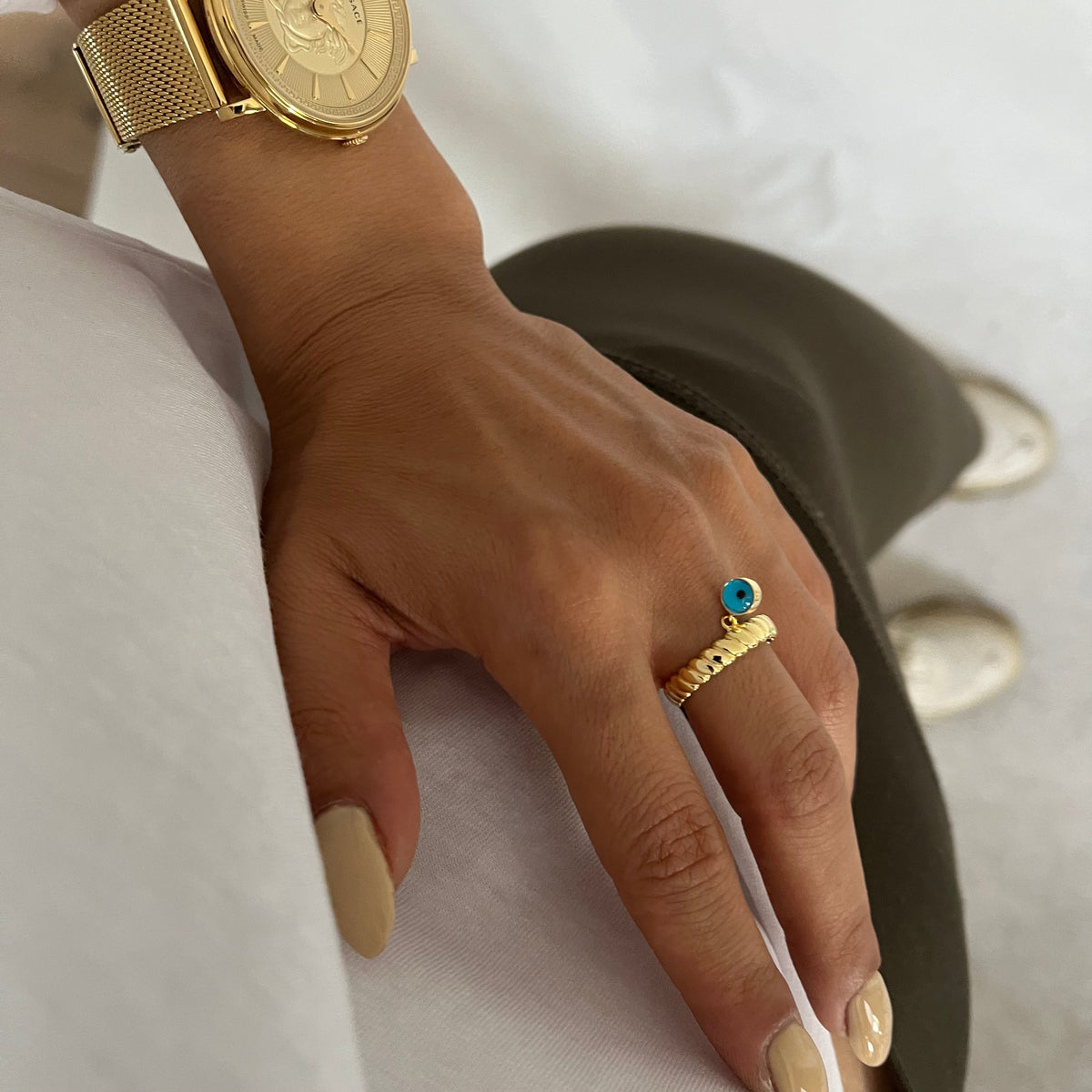 Ayarlanabilir Burma Motifli Göz Nazar Sallantılı Yüzük | 925 Ayar Gümüş – Jeweliay Jewelry – 4