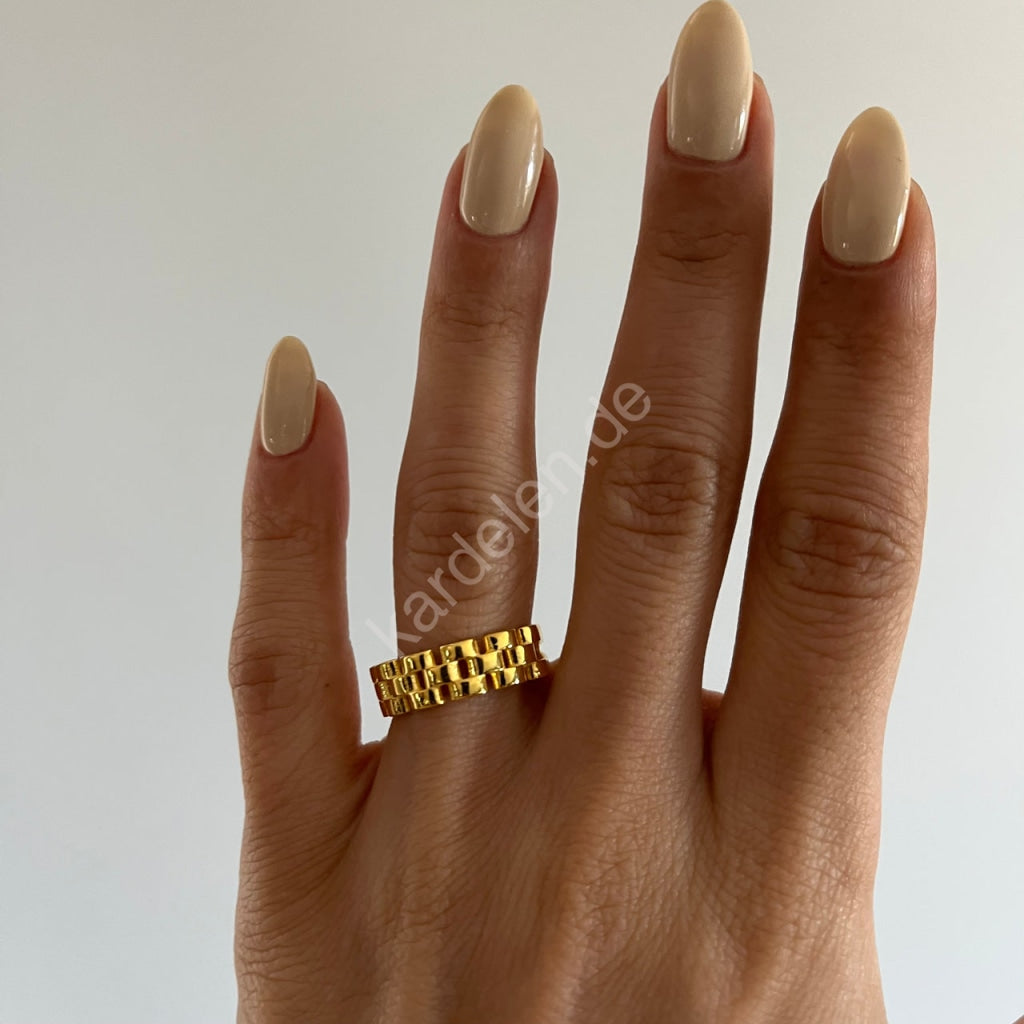 Ayarlanabilir Saat Kordonu Motifli Yüzük | 925 Ayar Gümüş – Jeweliay Jewelry – 4