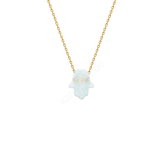 Beyaz Opal Fatma Ana Eli Kolye | 925 Ayar Gümüş – Jeweliay Jewelry – 1 – Gold beyaz fon #RENK_gold