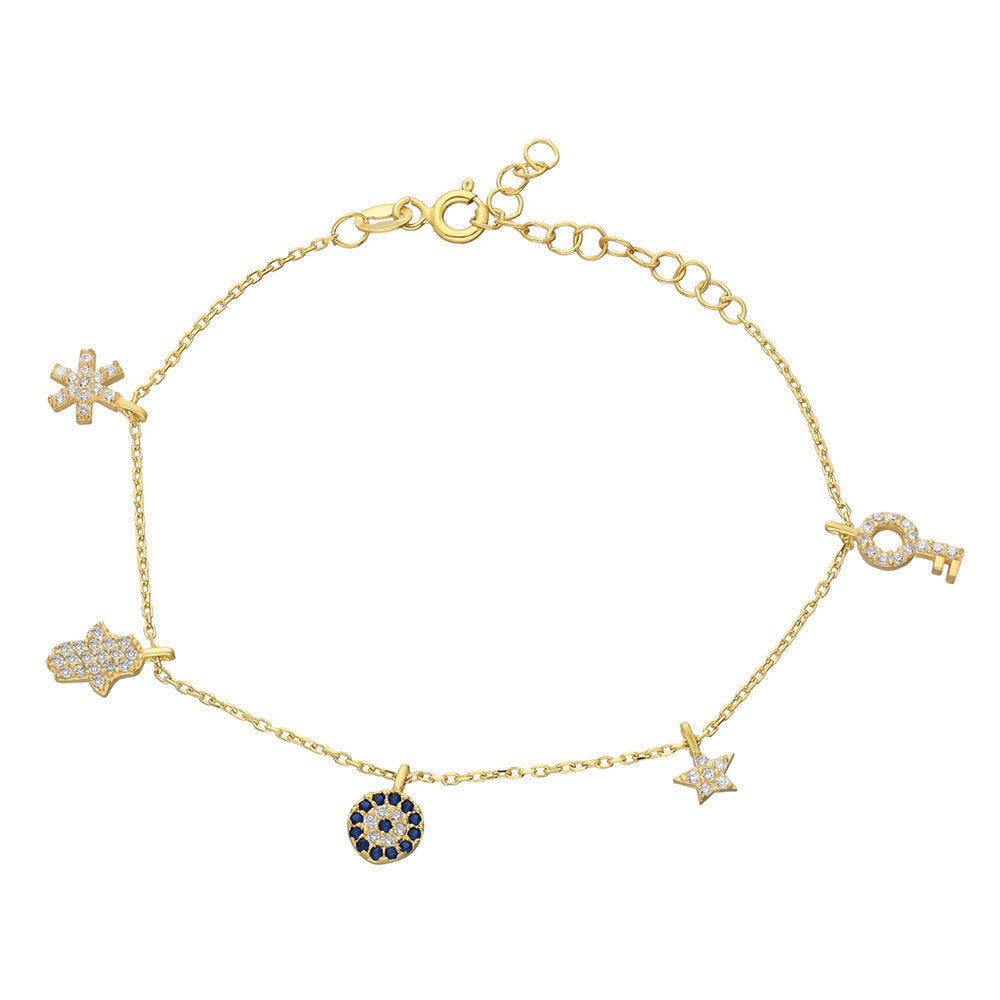Charm Sallantılı Şans Bileklik | 925 Ayar Gümüş – Jeweliay Jewelry – 1 – Gold beyaz fon #RENK_gold