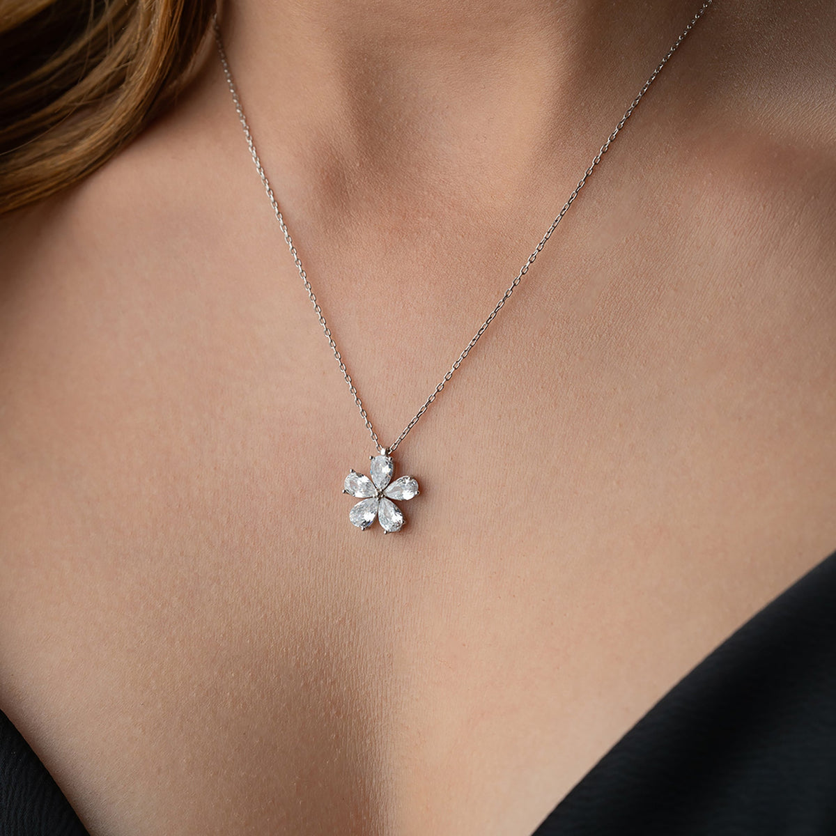 Damla Taşlı Papatya Kolye | 925 Ayar Gümüş – Jeweliay Jewelry – 7