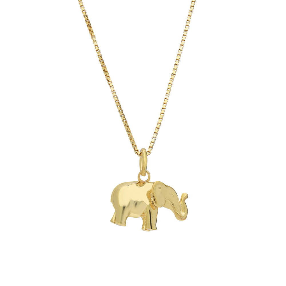 Fil Figürlü Küp Zincirli Charm Kolye | 925 Ayar Gümüş – Jeweliay Jewelry – 1 – Gold beyaz fon #RENK_gold