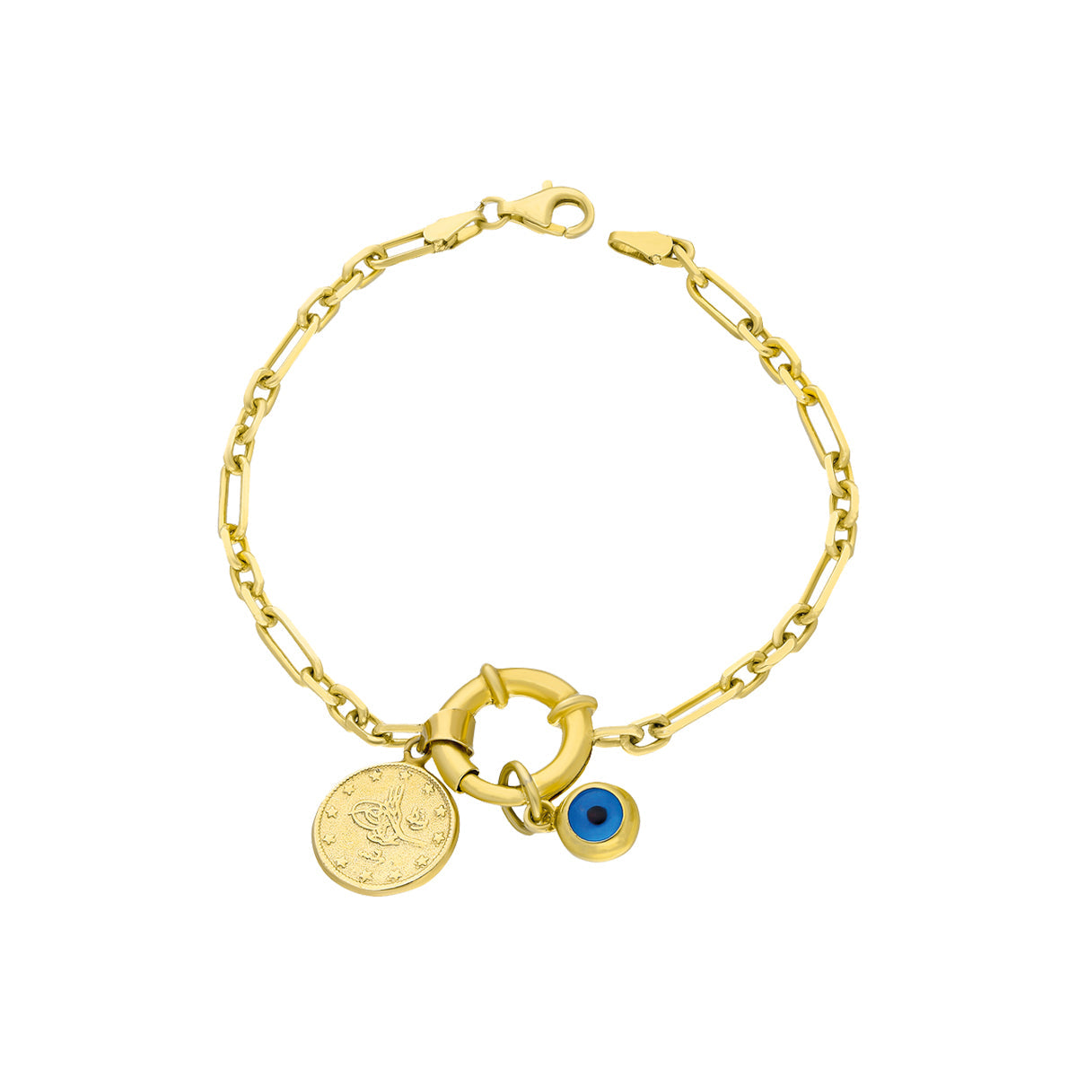 Gemici Kilit Göz Nazar Reşat Sallantılı Bileklik | 925 Ayar Gümüş – Jeweliay Jewelry – 1 – Gold beyaz fon #RENK_gold