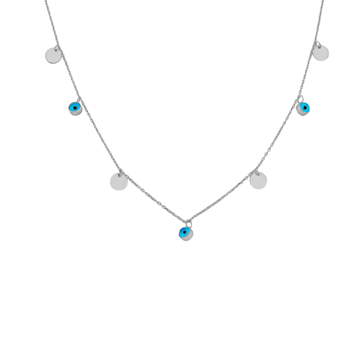Göz Nazar Pul Sallantılı Kolye | 925 Ayar Gümüş – Jeweliay Jewelry – 2 – Silver beyaz fon #RENK_silver
