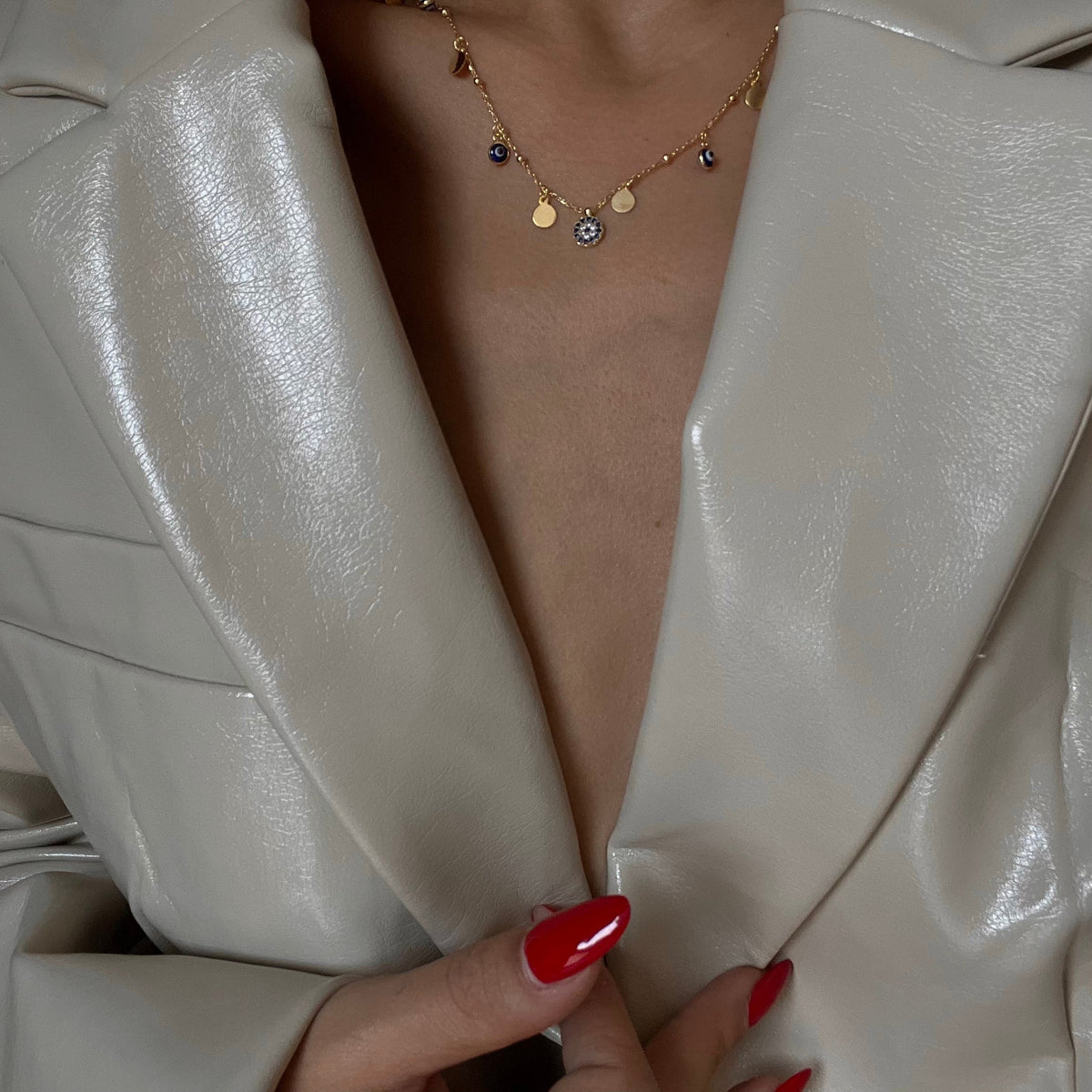 Göz Nazar Pul Sallantılı Top Zincir Kolye | 925 Ayar Gümüş – Jeweliay Jewelry – 7