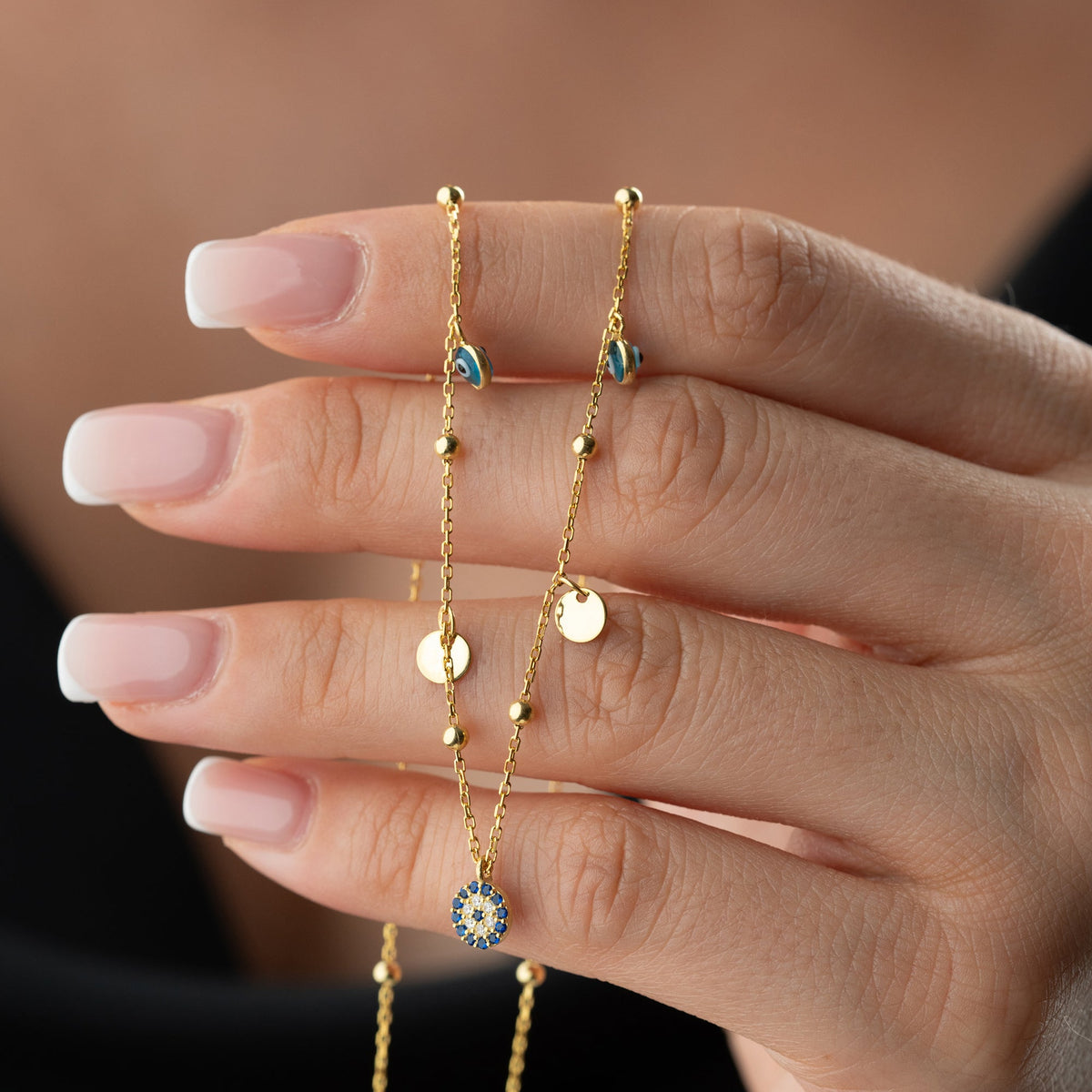 Göz Nazar Pul Sallantılı Top Zincir Kolye | 925 Ayar Gümüş – Jeweliay Jewelry – 8