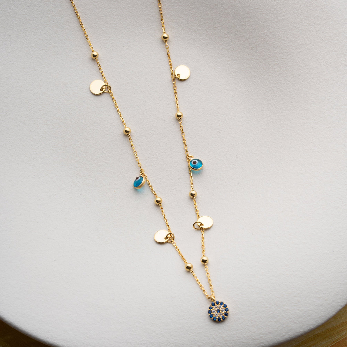 Göz Nazar Pul Sallantılı Top Zincir Kolye | 925 Ayar Gümüş – Jeweliay Jewelry – 9