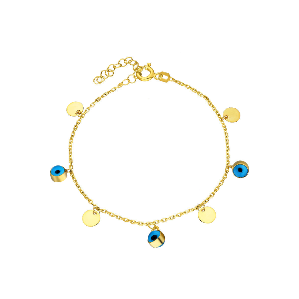 Göz Nazar Pullu Zincir Bileklik | 925 Ayar Gümüş – Jeweliay Jewelry – 1 – Gold beyaz fon #RENK_gold