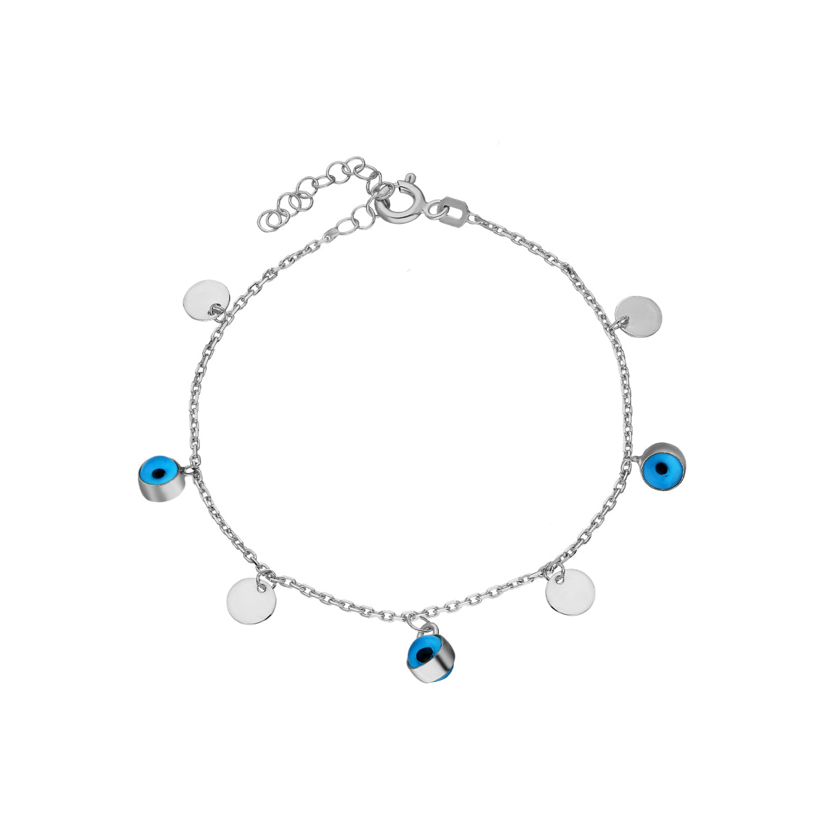 Göz Nazar Pullu Zincir Bileklik | 925 Ayar Gümüş – Jeweliay Jewelry – 2 – Silver beyaz fon #RENK_silver