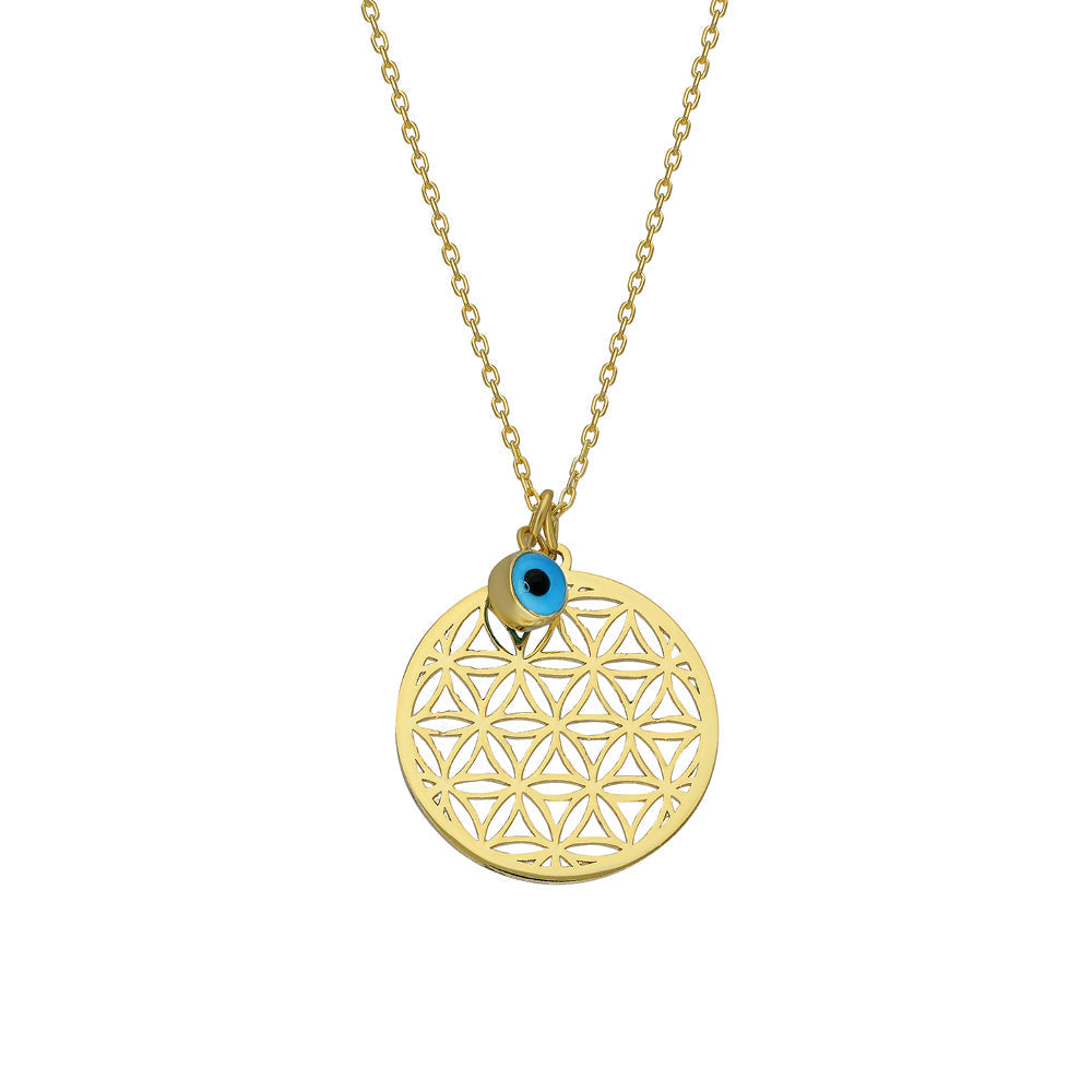 Göz Nazar Sallantılı Hayat Çiçeği Kolye | 925 Ayar Gümüş – Jeweliay Jewelry – 1 – Gold beyaz fon #RENK_gold