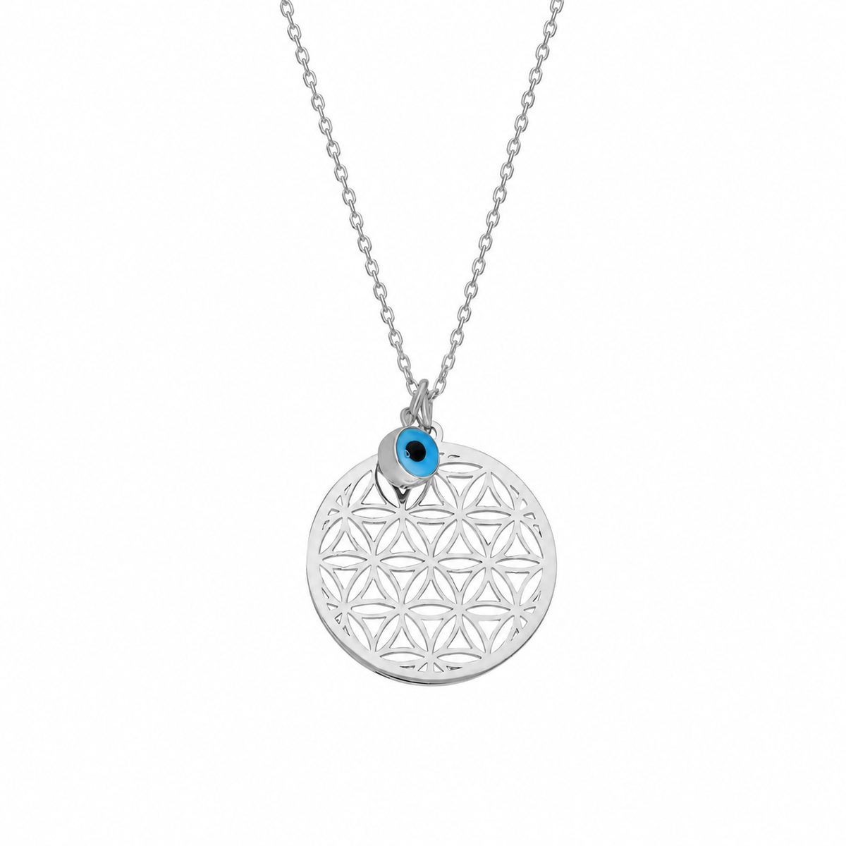 Göz Nazar Sallantılı Hayat Çiçeği Kolye | 925 Ayar Gümüş – Jeweliay Jewelry – 2 – Silver beyaz fon #RENK_silver