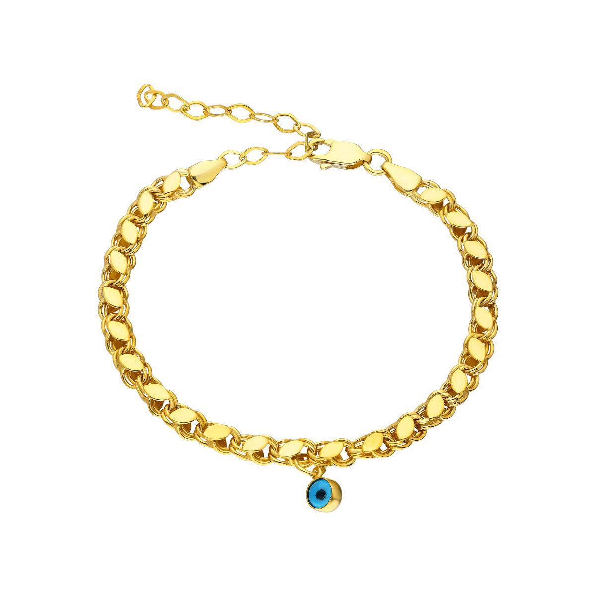 Göz Nazar Sallantılı Pullu Zincir Bileklik | 925 Ayar Gümüş – Jeweliay Jewelry – 1 – Gold beyaz fon #RENK_gold