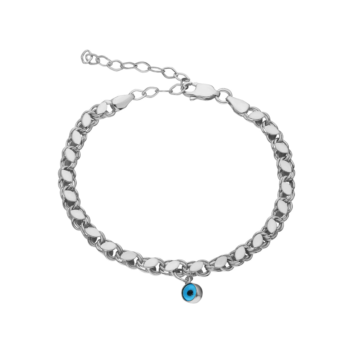 Göz Nazar Sallantılı Pullu Zincir Bileklik | 925 Ayar Gümüş – Jeweliay Jewelry – 2 – Silver beyaz fon #RENK_silver