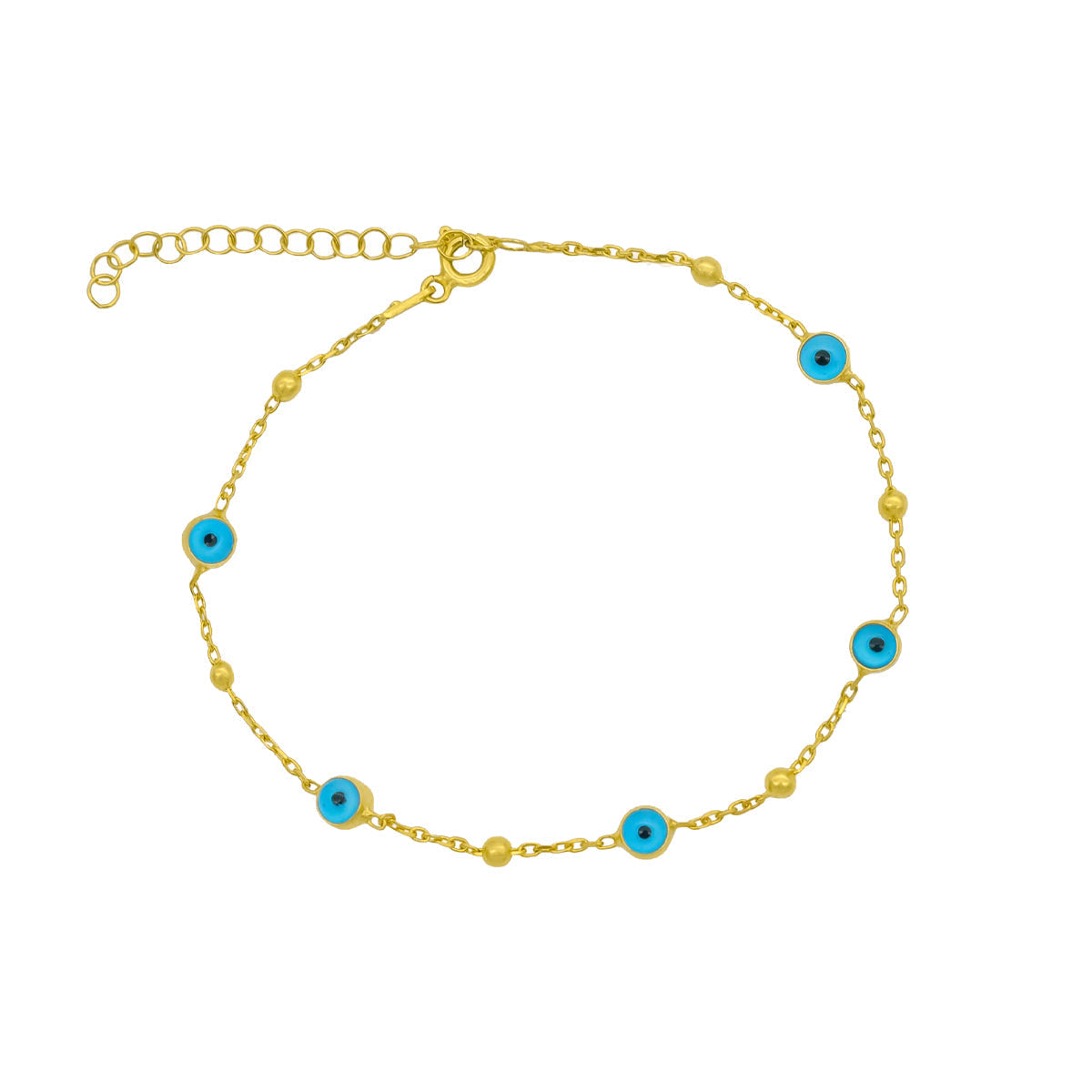 Göz Nazar Top Zincir Bileklik | 925 Ayar Gümüş – Jeweliay Jewelry – 2 – Gold beyaz fon #RENK_gold