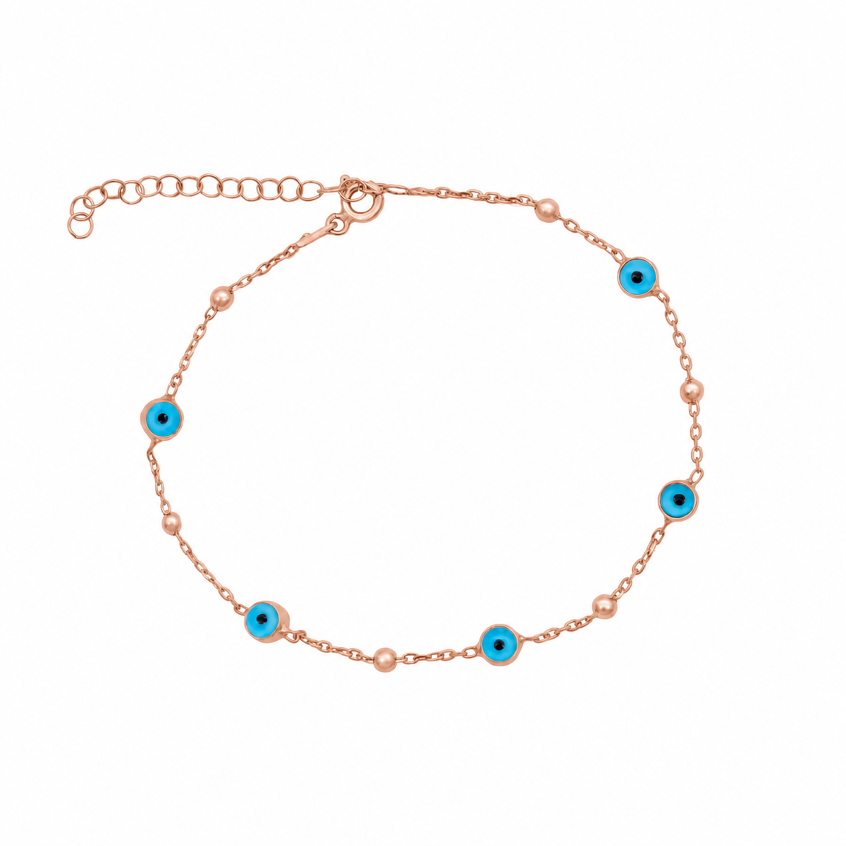 Göz Nazar Top Zincir Bileklik | 925 Ayar Gümüş – Jeweliay Jewelry – 4 – Rose beyaz fon #RENK_rose