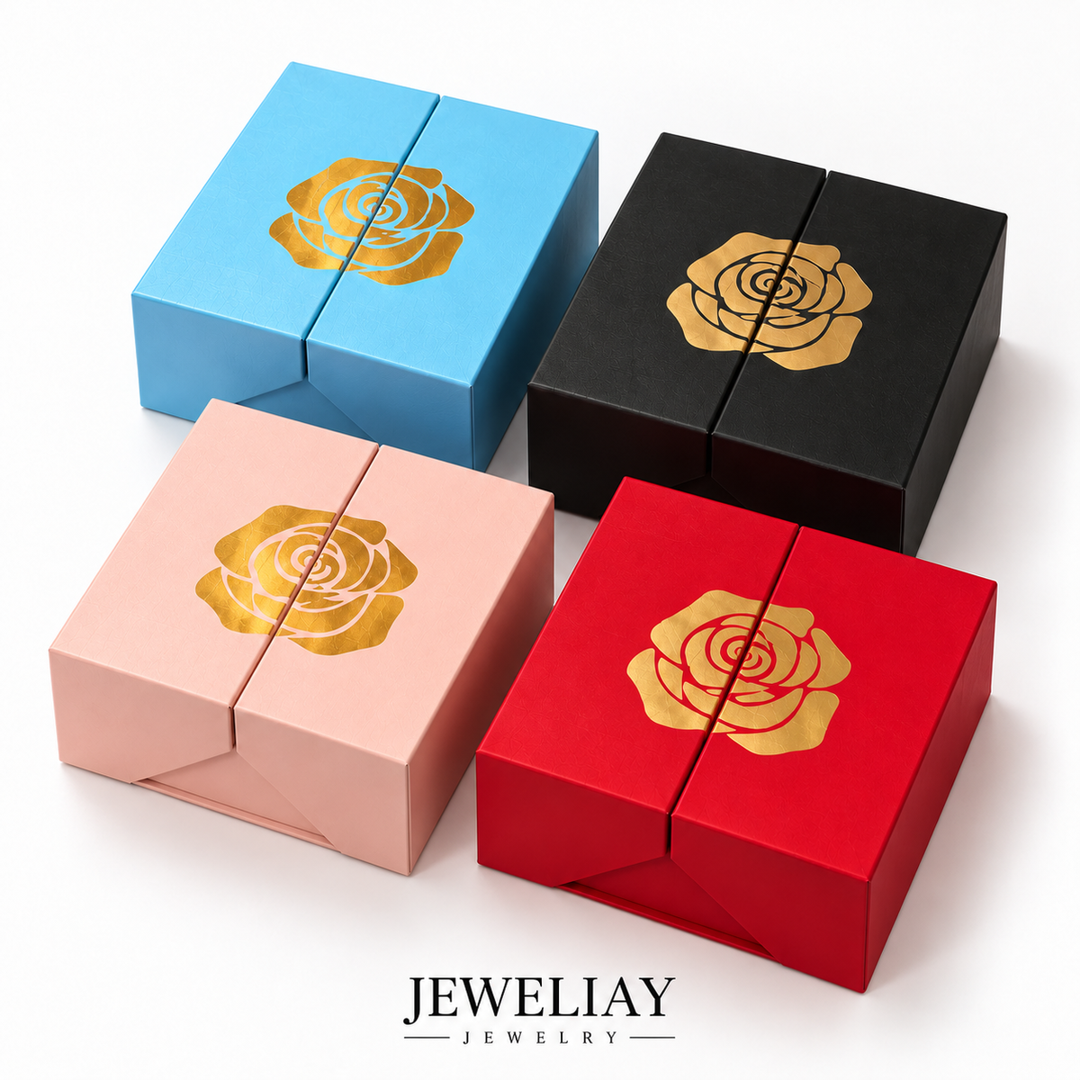 Gül Desenli Çift Kapaklı Takı Kutusu – Jeweliay Jewelry – 2
